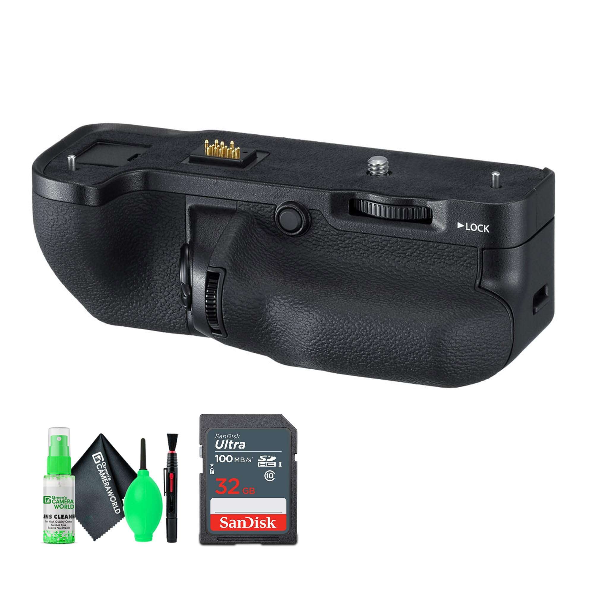 FUJIFILM VG-GFX1 Vertical Battery Grip Bundle with Camera and Lens Cleaning kit + 32GB Memory Card