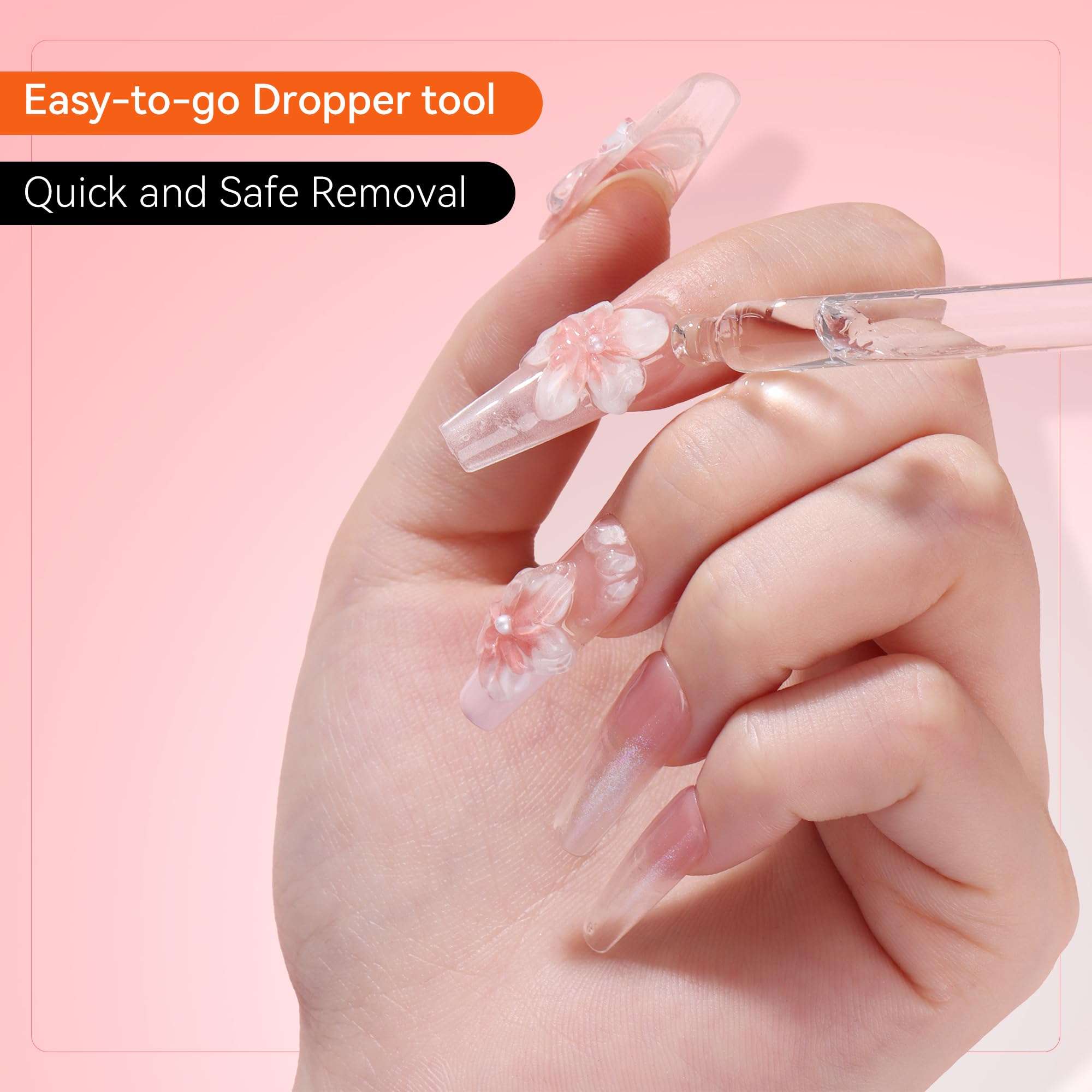 Makartt Press on Nail Glue Remover: Updated Formula with Vitamin E | Glue Debonder with 5 Wooden Sticks,1 Dropper Applicator for Quicker Application,Non-Acetone,Hema-free Glue off 30 ml 4