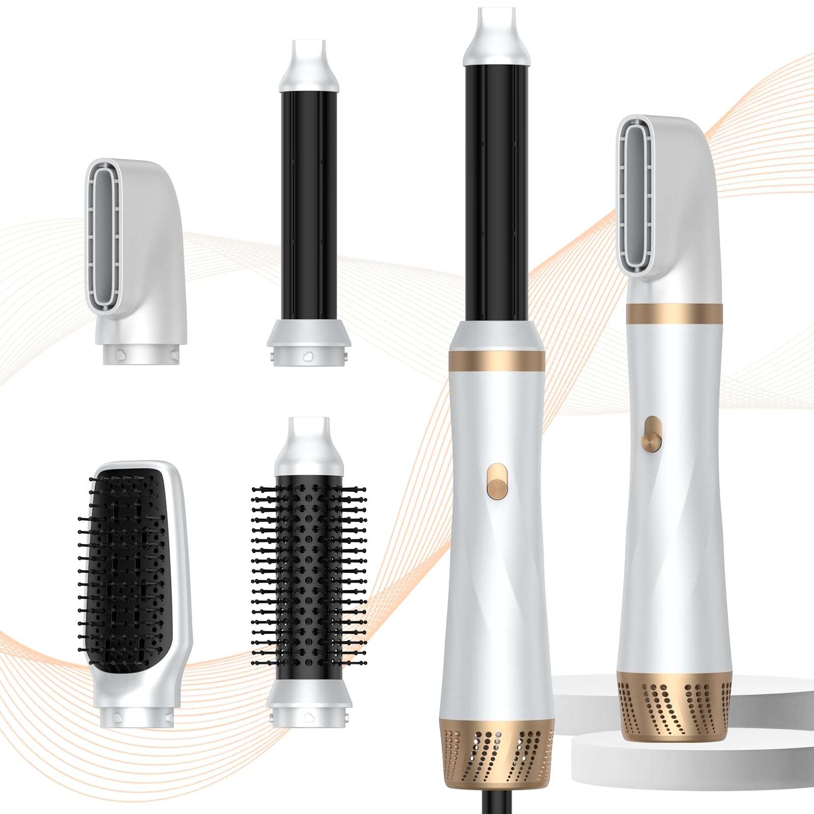 5 in 1 Blow Dryer Brush with Air Style Wrap Hair Styler,Negative Ionic Magic Style Set, Detachable Air Curler for Volumizer,Straightener,Drying 1