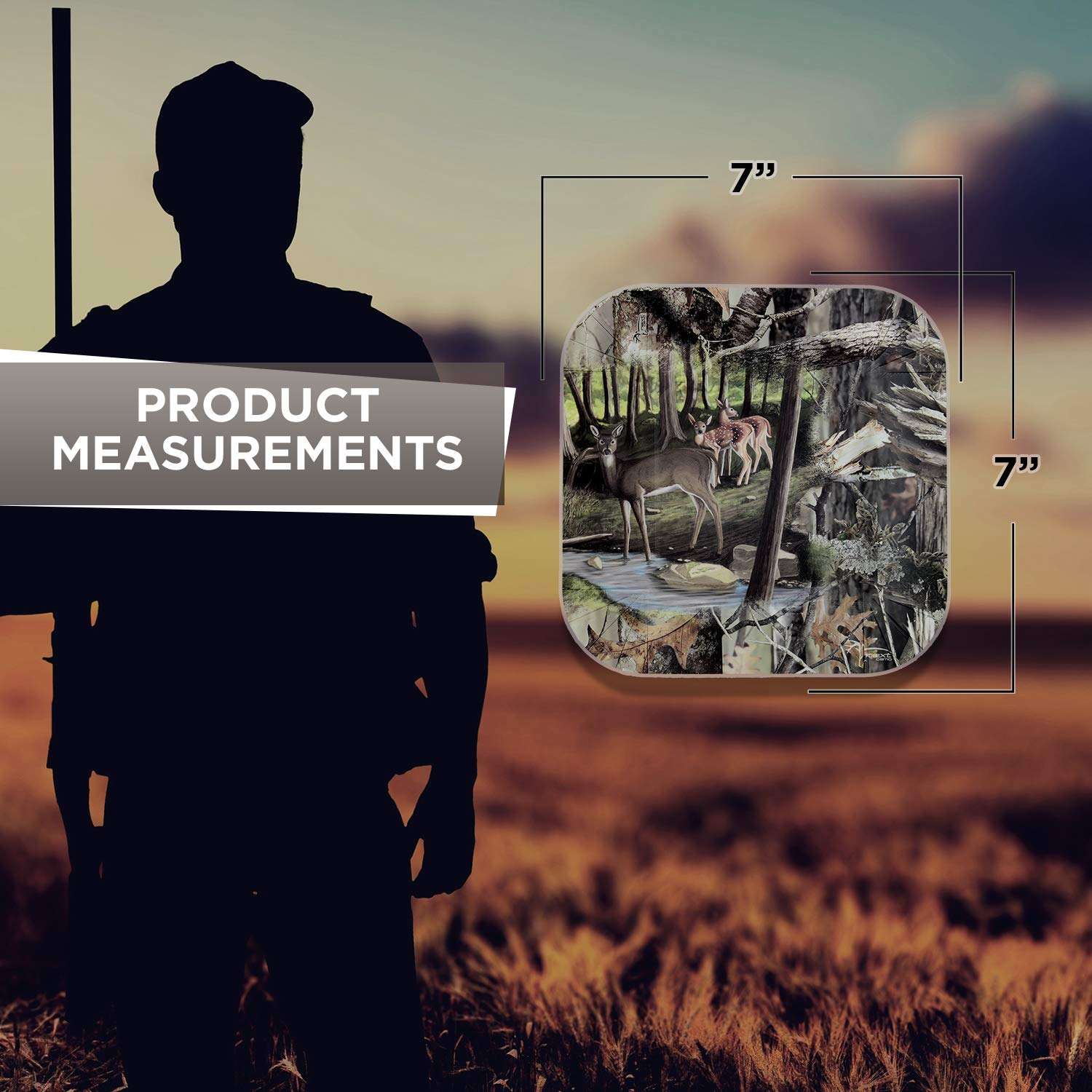 Deer Hunting Dessert Plates (7" Square paper plates, Next Camouflage Border, 8 Pack) Next Camo Party Collection by Havercamp 6