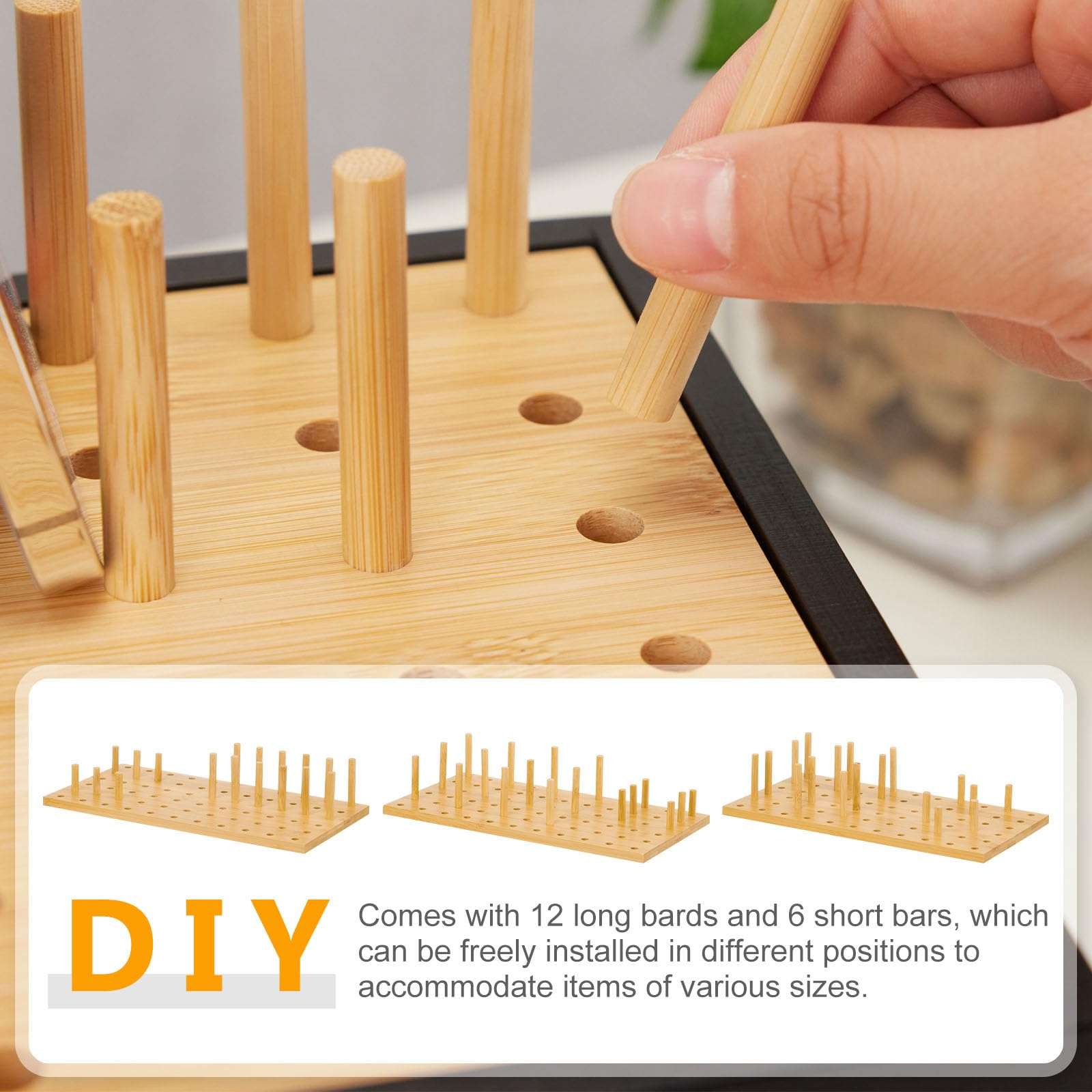 Homde Bamboo Charging Station Organizer: 2 Layer Charger Holder with Drawer for Office Home - Electronic Docking Stand for Multiple Devices, Tablets, Phones （Black） 5