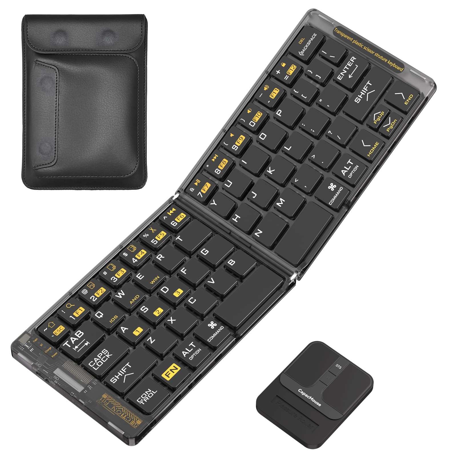 ANDLUCK Foldable Keyboard and Mouse(2.4G),F01 Folding Bluetooth Keyboard and Mouse Combo for Business and Travel,Portable Keyboard for Laptop iPads Tablets,for Windows/Android/iOS-Black Square Mouse