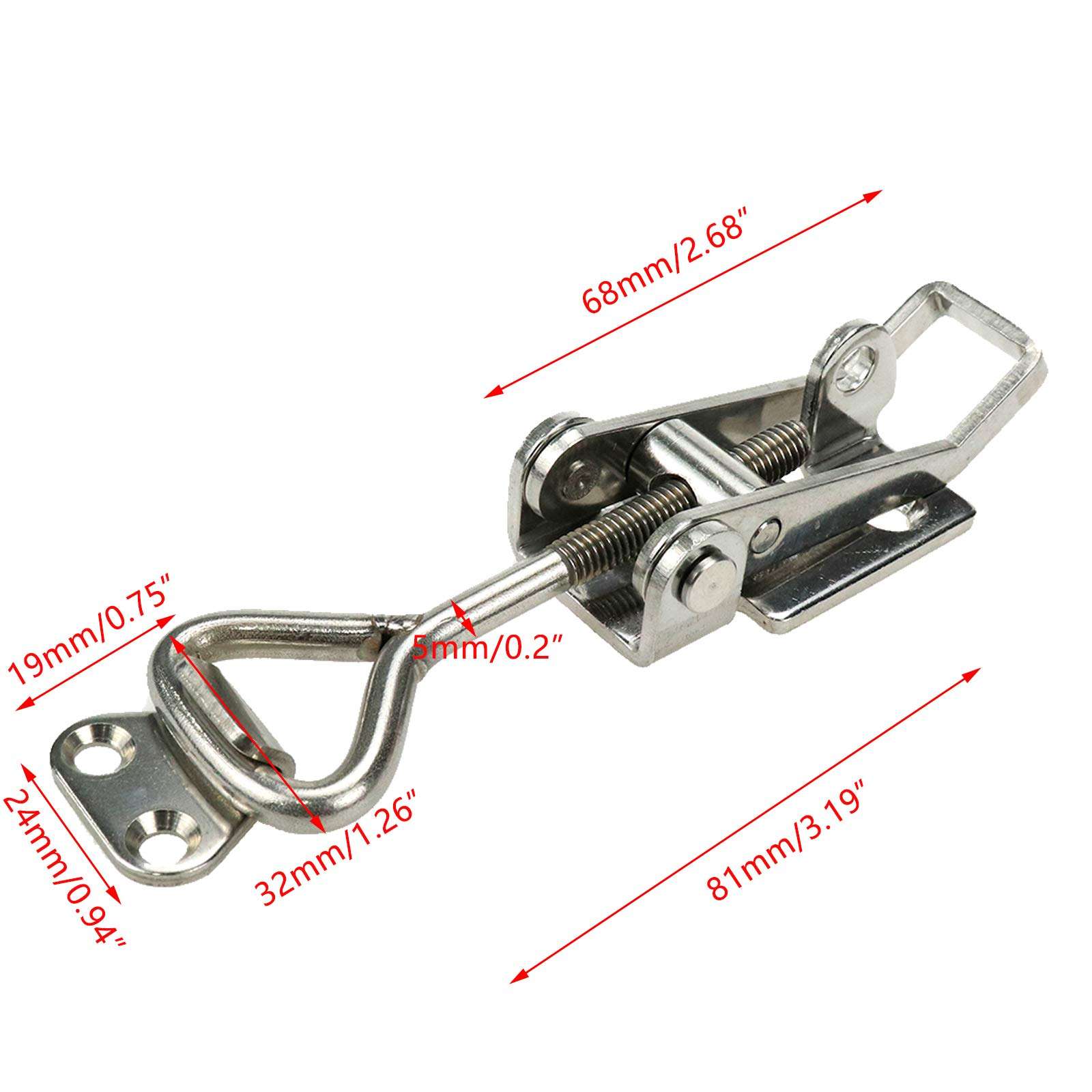 Sscon 4Inch Adjustable Toggle Catch Latch Lock Stainless Steel Cabinet Clamp Hasp 1Pack 3