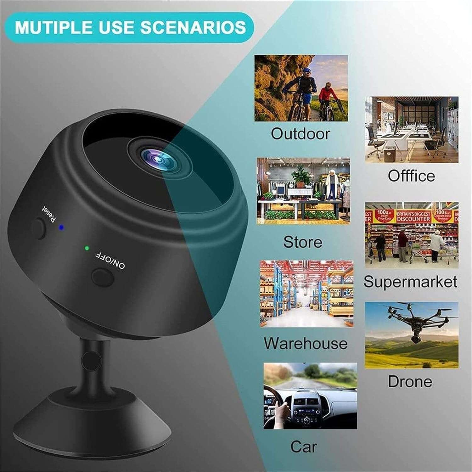 ziwega Guardian Monitor, Guardian Monitor Mini Spy Cam, Magnetic Mini Security Camera, Magnetic Mini Security Camera Outdoor-Black||6pcs 4
