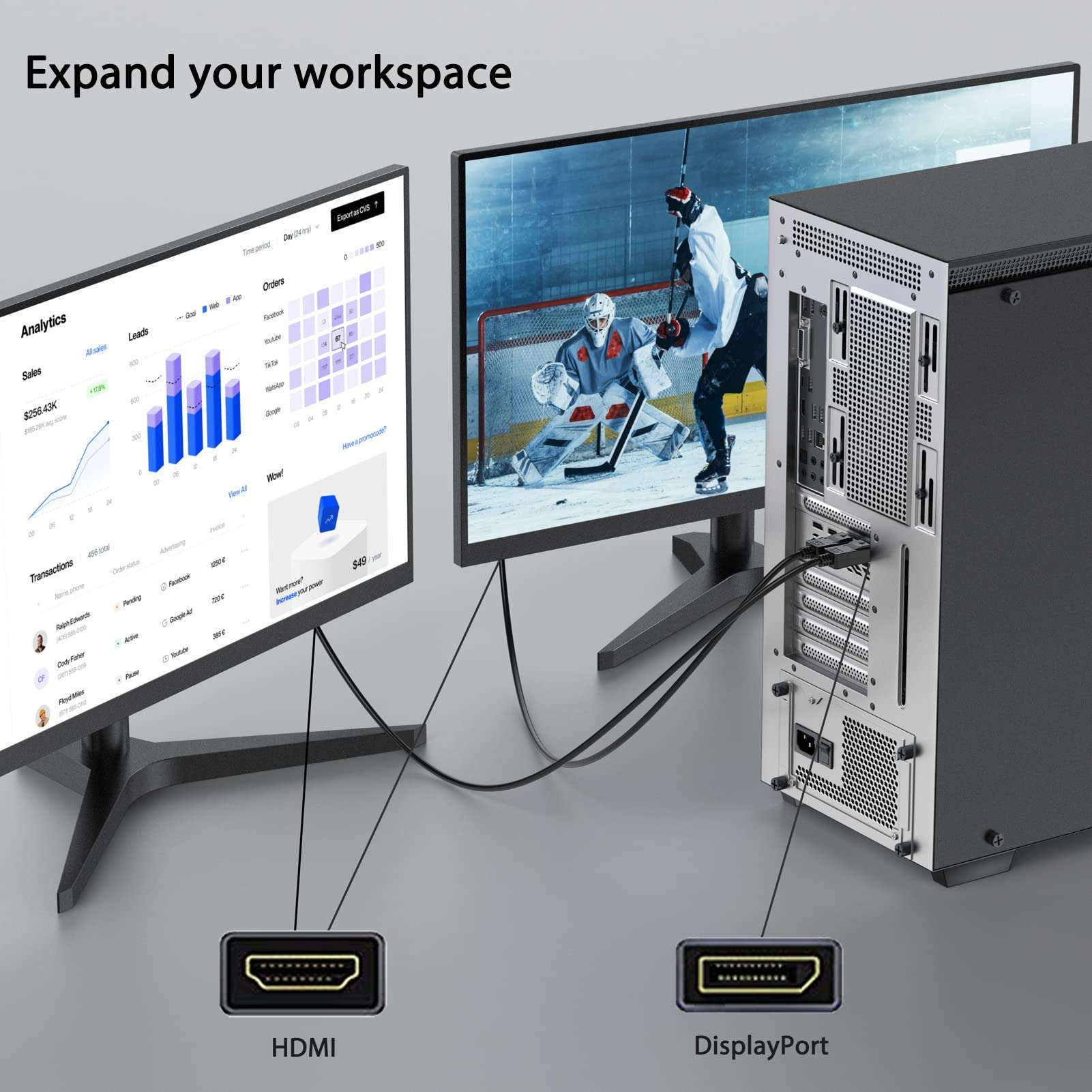 UVOOI 4K Display Port to HDMI Cable 10FT 2-Pack, DP to HDMI Cable Cord 4K@30Hz, 2K@60Hz Monitor Cables DisplayPort to HDMI Compatible with NVIDIA, AMD, Monitor, Projector, HDTV, Laptop, Desktop 6