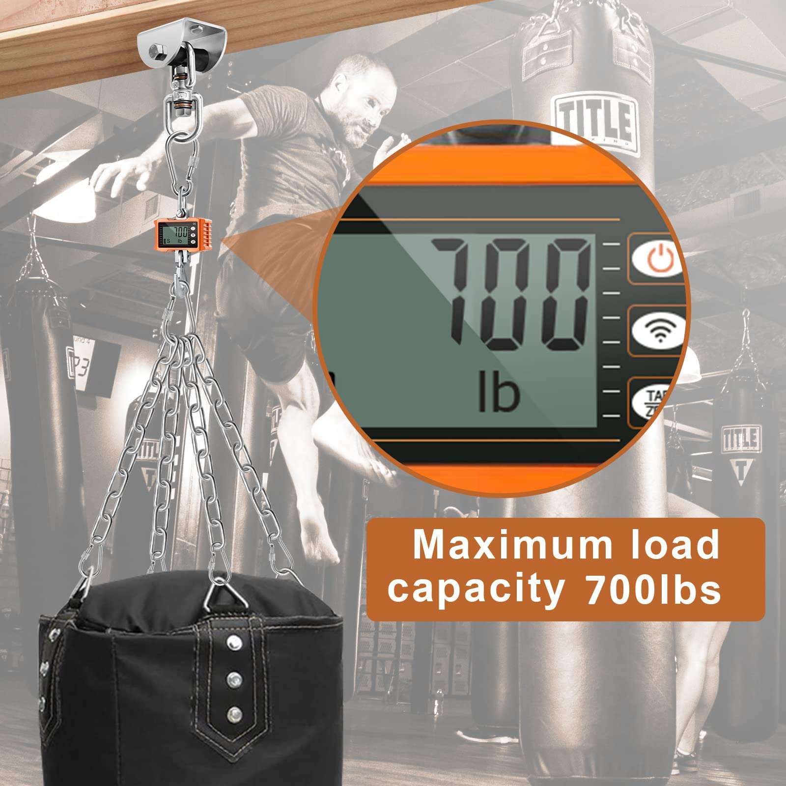 Eapele Heavy Bag Mount Hangers for Wood Beam, Built-in 360° Rotate Bearings, 700lb Capacity, Come with Heavy Bag Chains 6