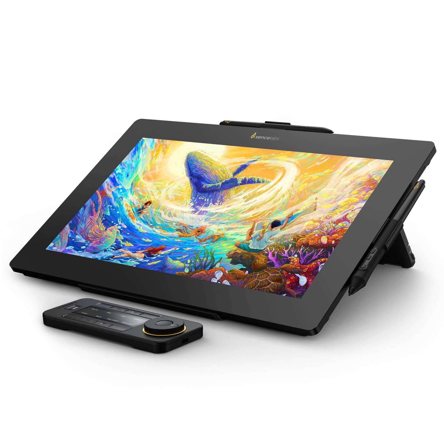 Xencelabs Pen Display 16 Bundle with Quick Keys, 16" Portable Drawing Display with 2 Battery-Free Pens for Win/Win-ARM/macOS/Linux, Black