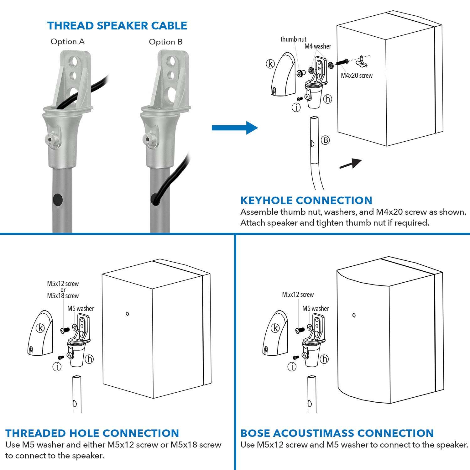 Mount-It! Speaker Stands for Surround Sound and Home Theater Speakers, Floor-Standing Height Adjustable Mounts, Two Pairs, 10 Lb Capacity, Silver 2