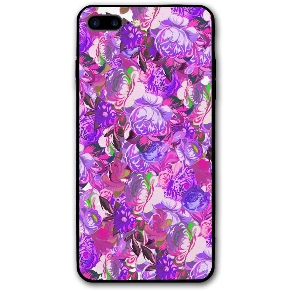 Purple Flowers Decor Pattern iPhone 8 Plus/iPhone 7 Plus Case,Hard PC Protective Graphic Design Mobile Phone Shell 3D Print Case Cover 5.5 Inch for iPhone 7P / 8P