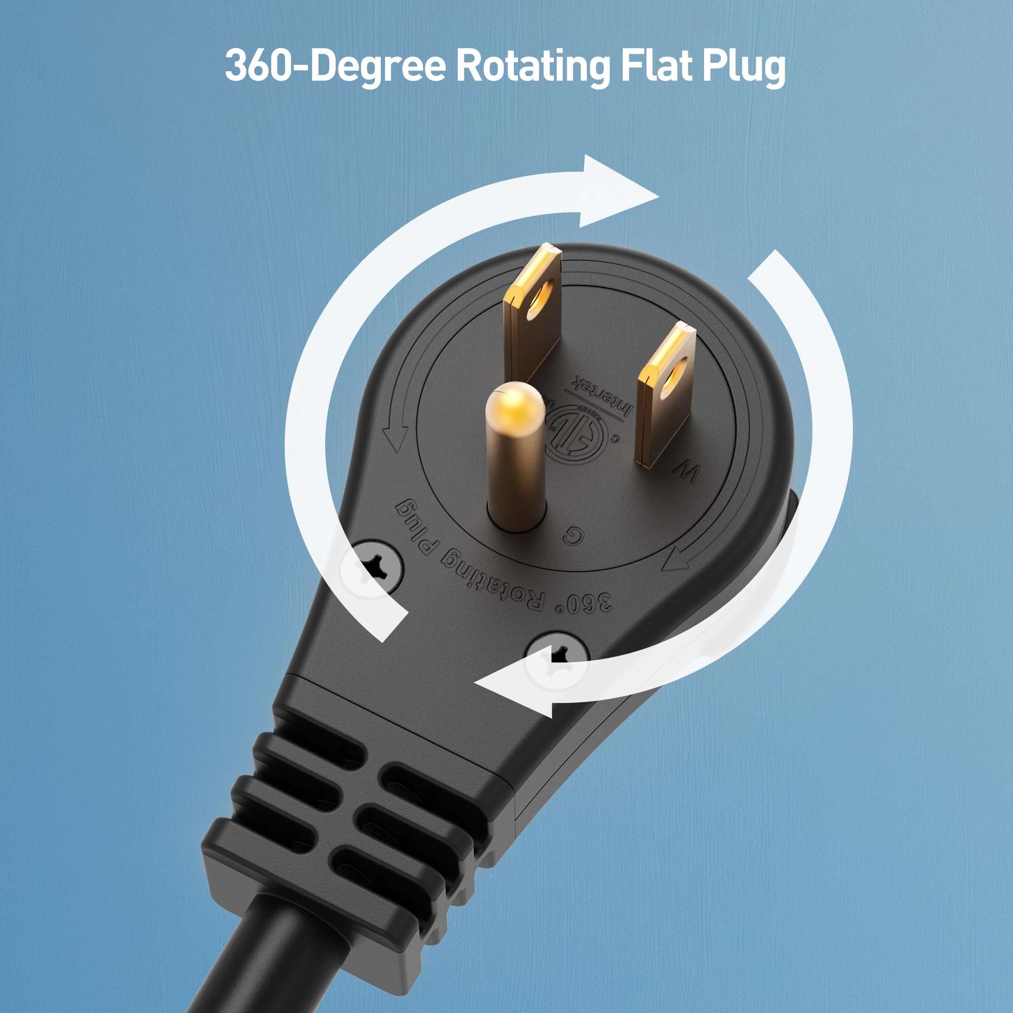 [ETL Listed] Cable Matters 2-Pack 3-Outlet Short Power Strip Extension Cord with 3 Prong Outlets and 360-Degree Rotating Plug in Black - 1ft 3