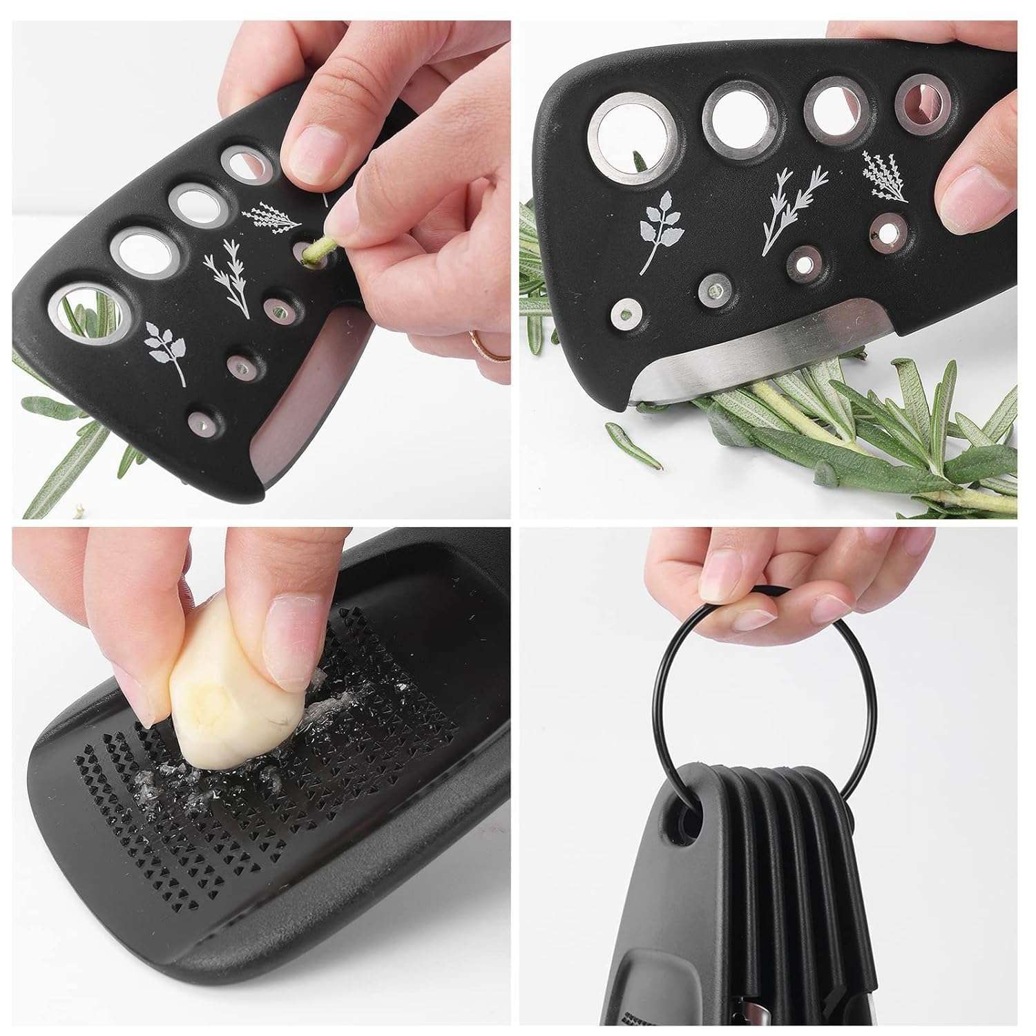 MIXEN Kitchen Gadgets Set 6 Pieces, Space Saving Rv Camp Kitchen Accessories, Stackable Kitchen Tools Cheese Grater, Pizza Cutter, Bottle Opener, Vegetable Peeler, Garlic Grinder 6