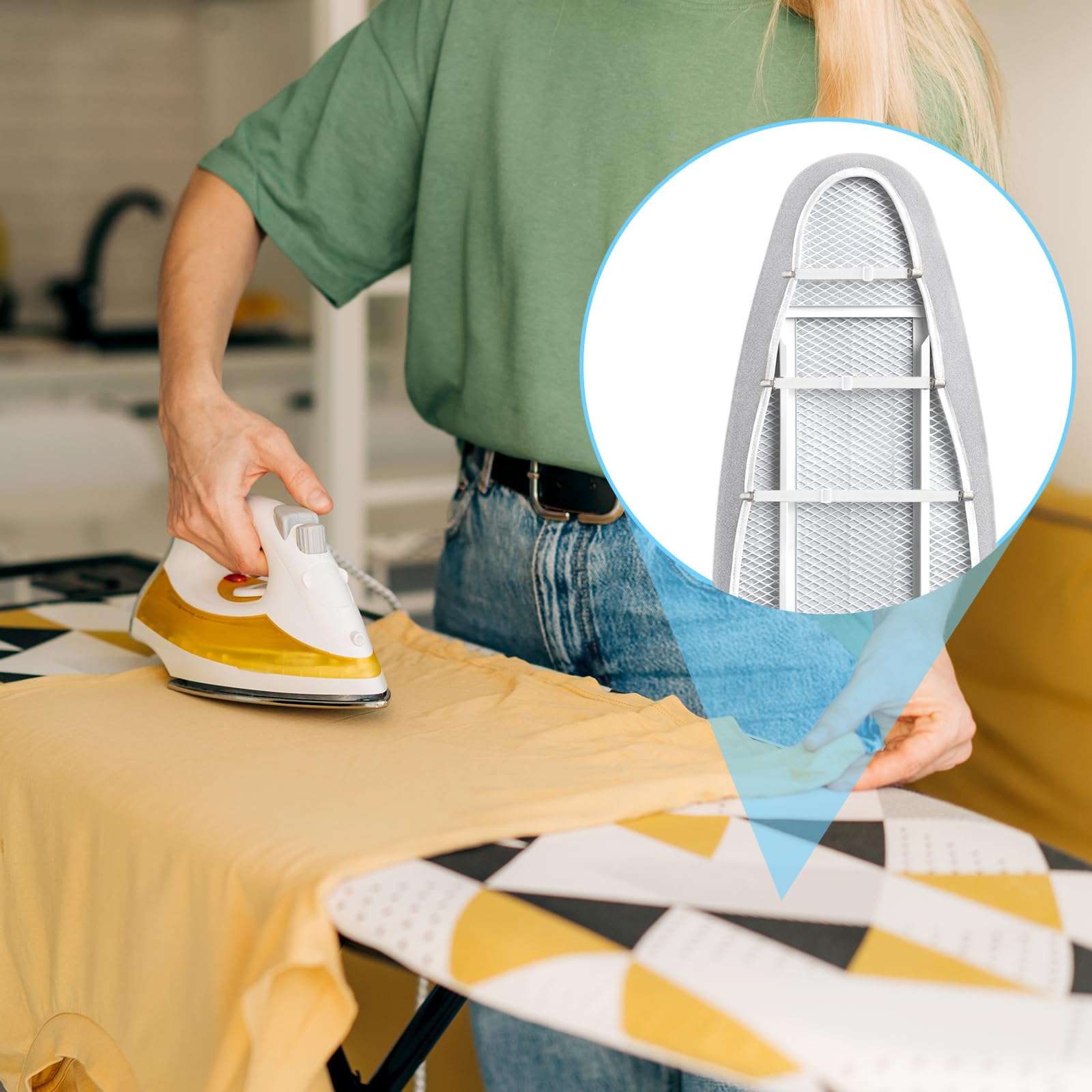 Ironing Board Cover Pad 4 PCS Mini Suspenders Hanger over Covers With Padding Standard Size Hook Braces Fasteners Cord Holder For Accessories Plate Sheet Hold Cushion Clip Flat and Secure Tension Clip 5