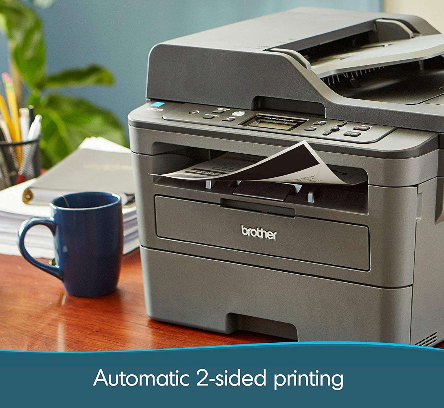 Brother DCP-L2550DW All-in-One Wireless Monochrome Laser Printer - Print Scan Copy - 2400 x 600 dpi, 36 ppm, 128MB Memory, 250-Sheet, 50-Sheet ADF, Auto 2-Sided Printing, Wulic Printer Cable 3