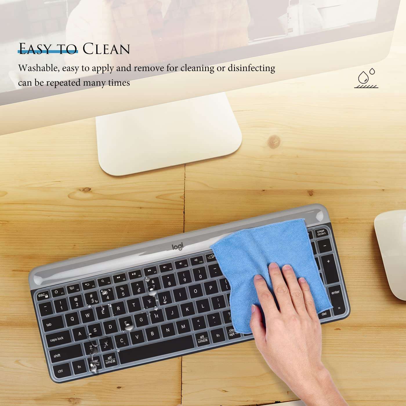 Keyboard Cover Skin for Logitech K580 Multi-Device Slim Wireless Keyboard, Logitech K580 Bluetooth Keyboard Protector - Black 6