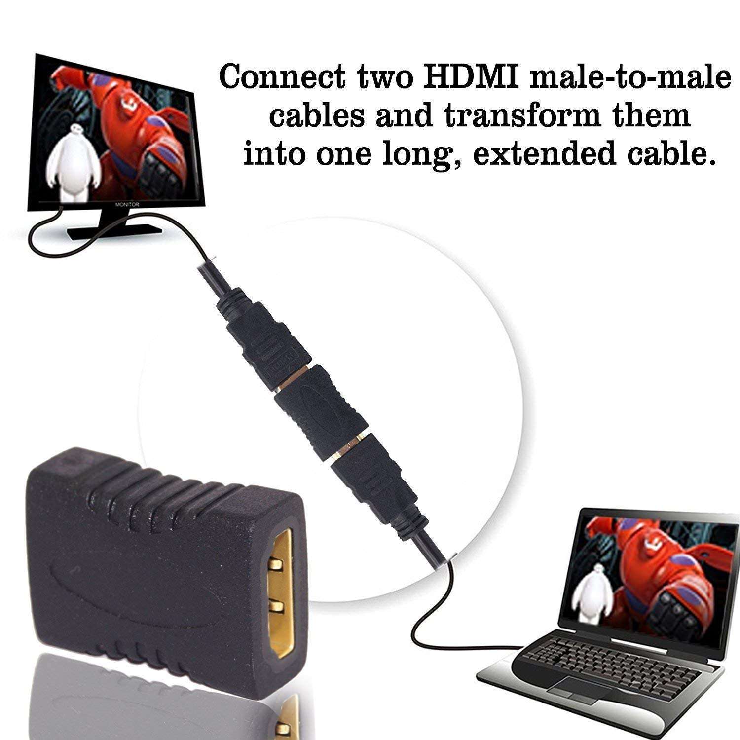 HDMI Female to HDMI Female Cable Adapter Extender Coupler (Pack of 3) 2