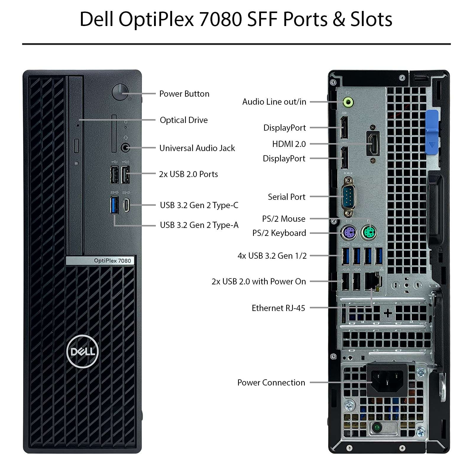 Dell OptiPlex 7080 SFF Small Form Factor Desktop Computer - 10th Gen Intel Core i7-10700 8-Core up to 4.80 GHz CPU, 32GB RAM, 256GB SSD + 3TB HDD, Intel UHD Graphics 630, DVD Writer, Windows 10 Pro 6