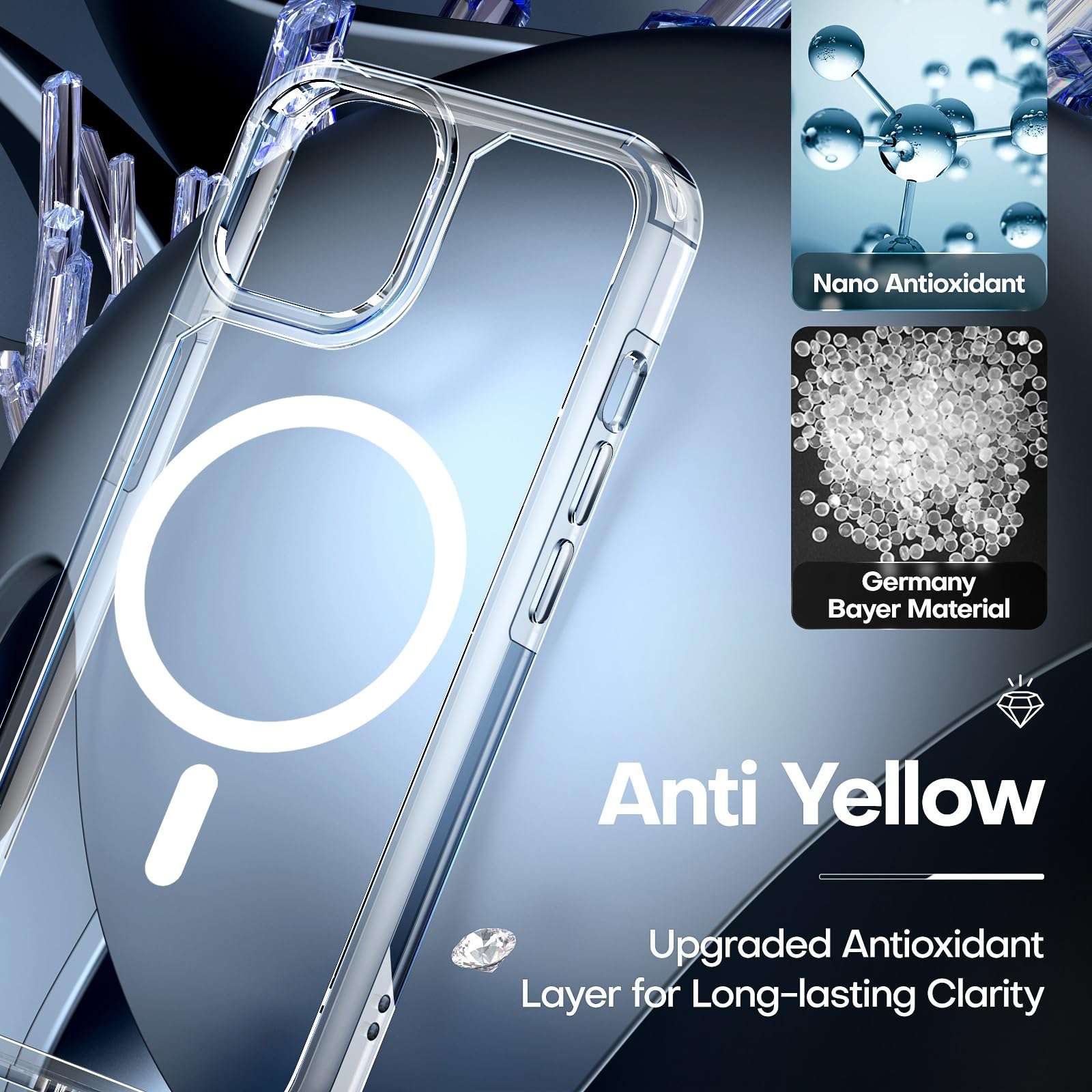 TAURI 3 in 1 Magnetic for iPhone 14 Case Clear, [Compatible with MagSafe] with 2X Screen Protectors, Military-Grade Drop Protection Shockproof Slim 14 Cover 6.1 Inch 4