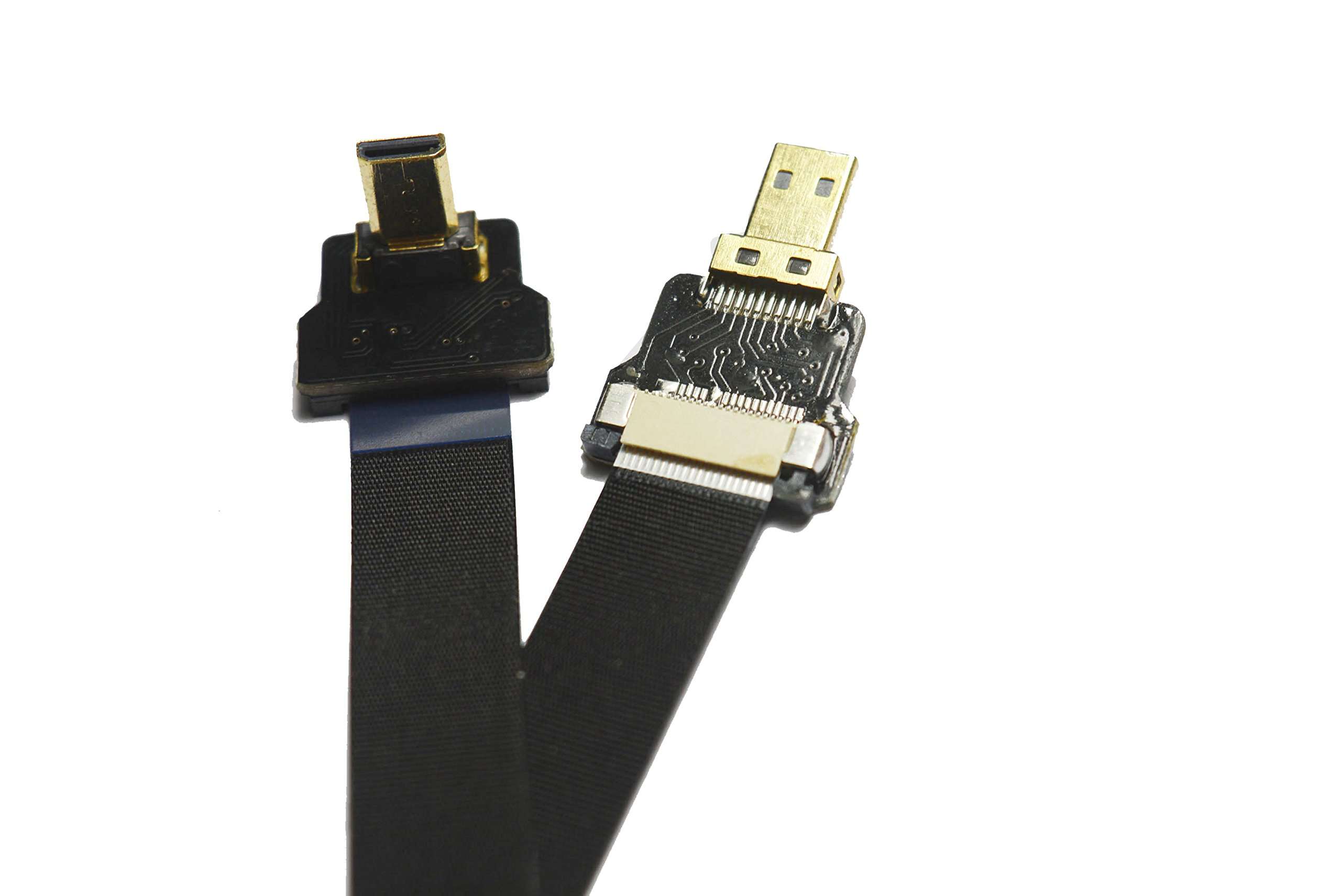 Permanent Flat Slim Thin Small HDMI FPV HDMI Cable Micro HDMI 90 Degree Angled Male to Micro HDMI Straight Male for brushless Gimbal handhold Gimbal dsrl FPV DJI Drone Black 30CM 4