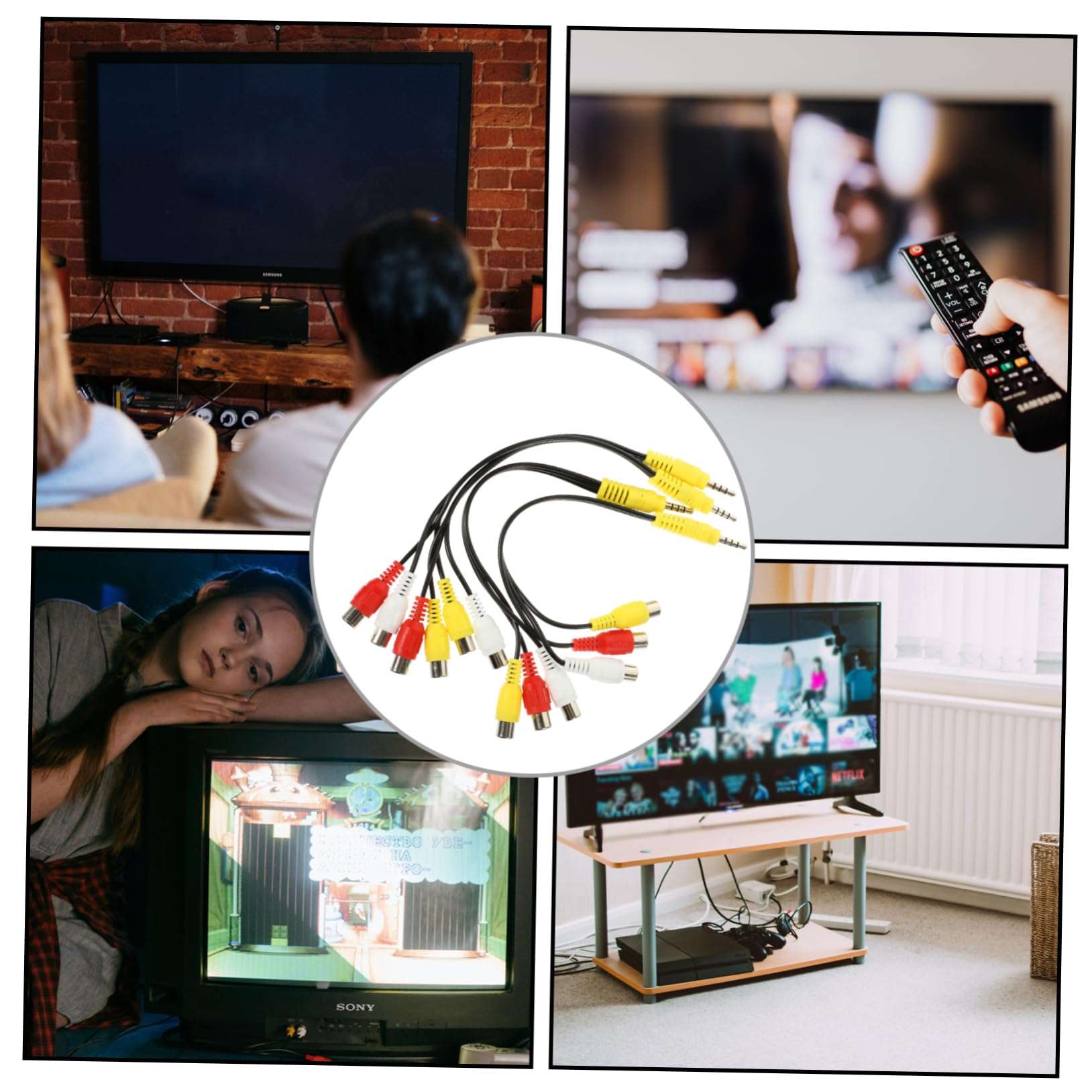 FELTECHELECTR 4pcs Av Adapter Cable Audio Adapter Cable 3 Way Audio Splitter Gaming Headsets Splitter Audio Converter Cable Audio Cord DVD Audio Cable 3-Way Laptop Cable Av Cable Copper Wire Red 6