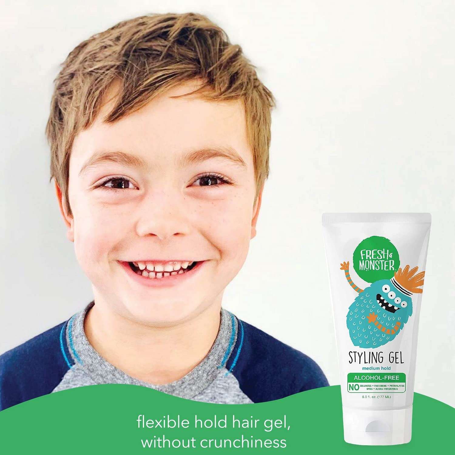 Fresh Monster Kids Hair Gel (6oz) & So Cozy Leave-In Conditioner for Curly Hair (8oz) - Kids Hair Care Bundle 5