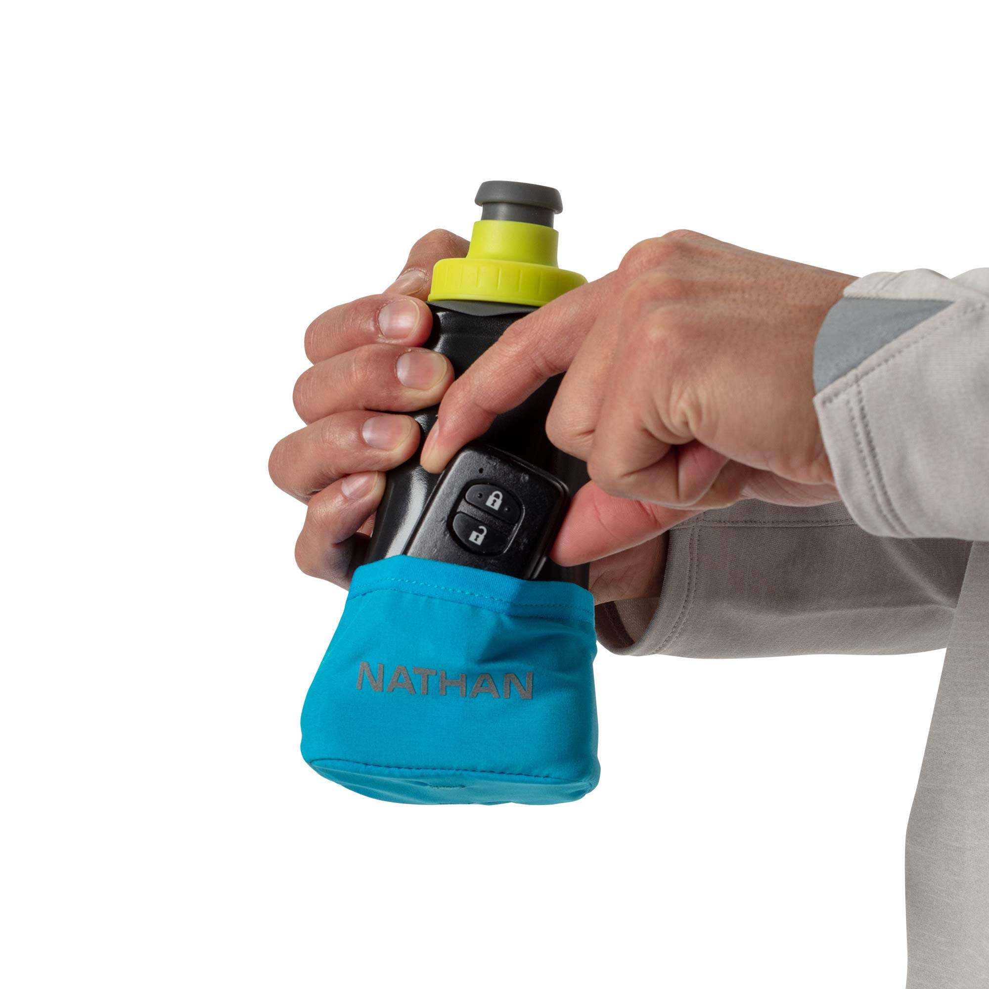 Nathan Running Handheld Water Bottle Adjustable No-Grip Quick Squeeze Lite Hand Strap. Reflective Hydration 5