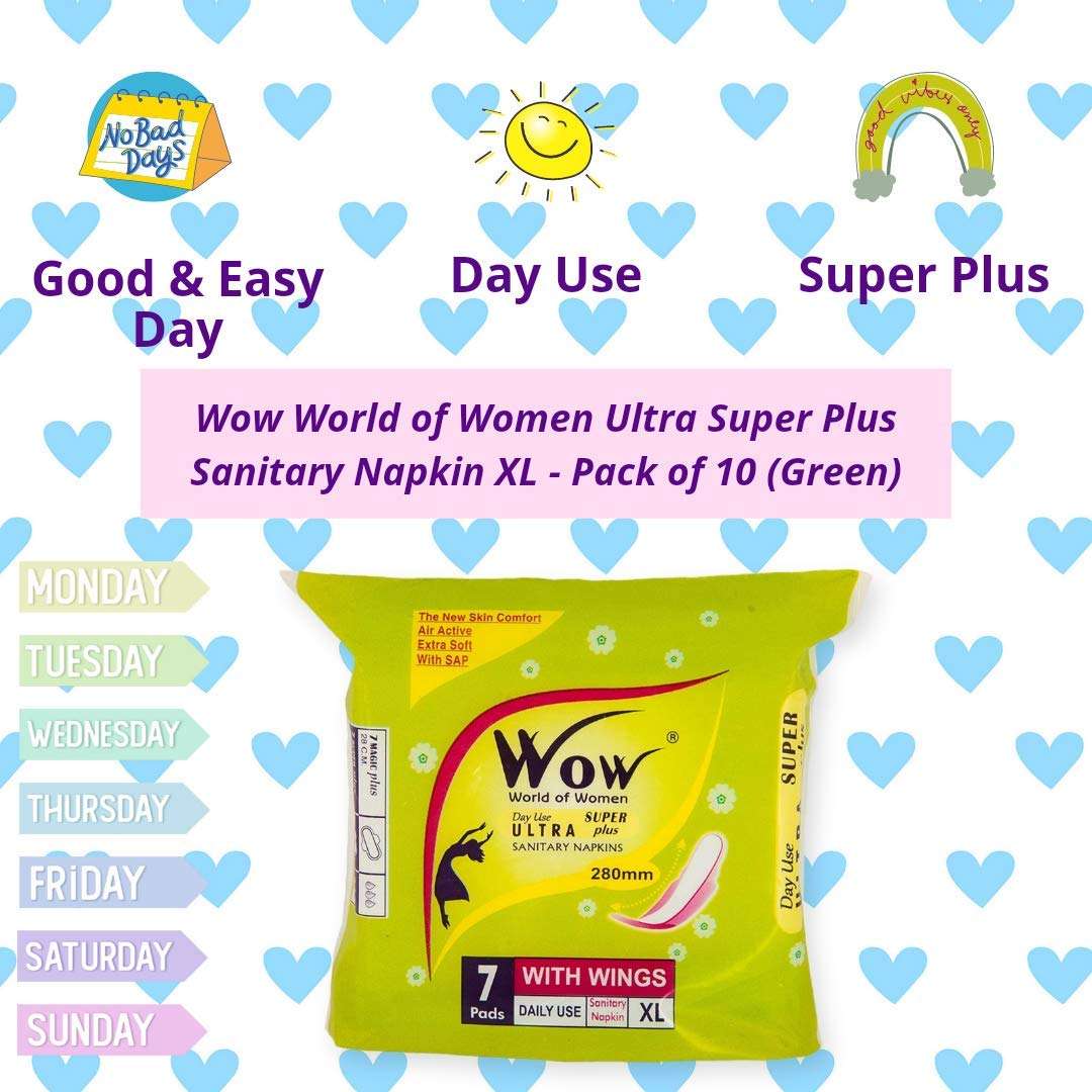 Wow World of Women Combo Pack of Maxi Jumbo Plus, Ultra Super Plus, Regular Straight and Ultra Thin Dry Coverage Organic and Rashes Free Disposable Pads for Women (84 Pads) - Pack of 12 5