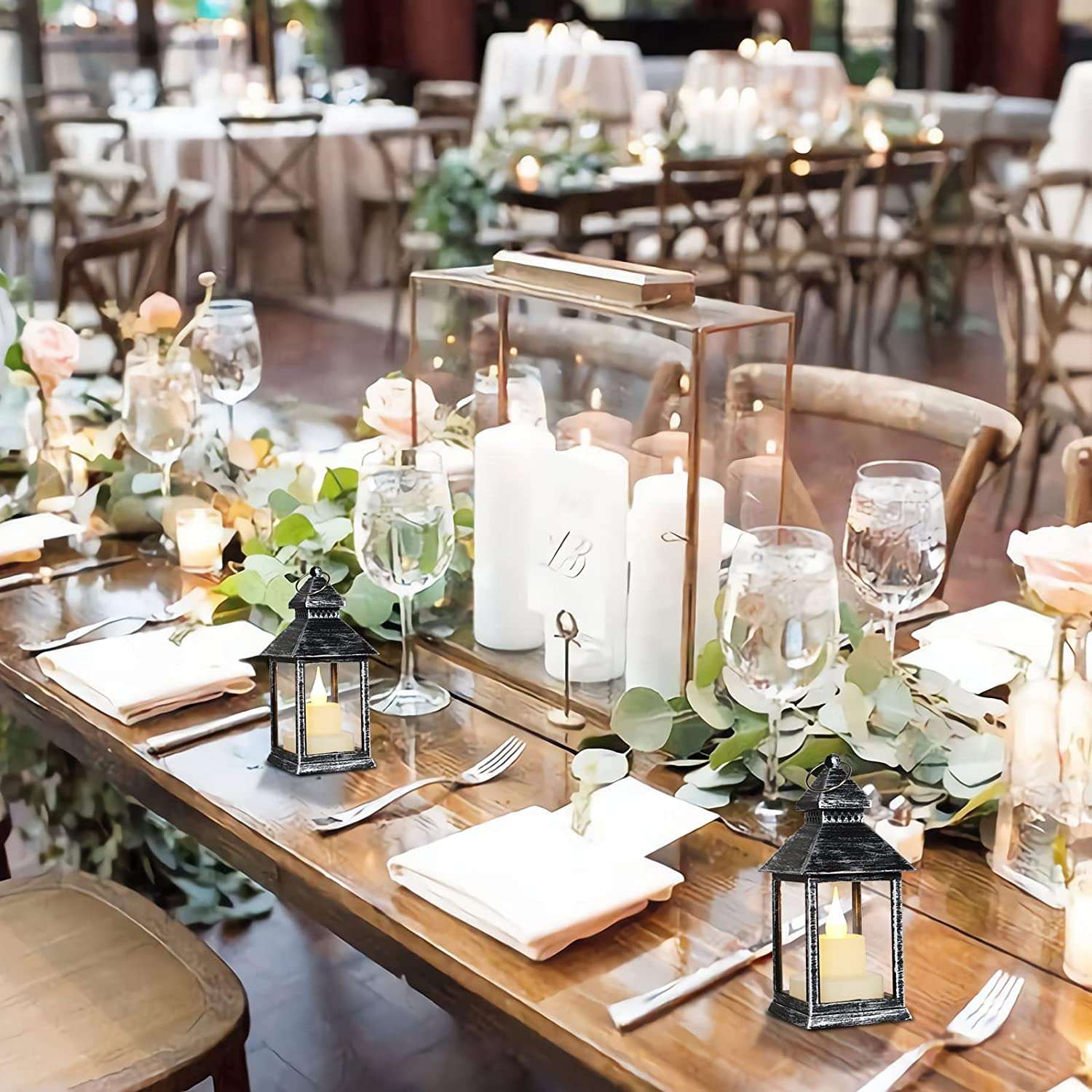 MARZIX Mini Lantern Christmas Halloween Lantern, Mini Lantern, LED Candle Small Lanterns, Indoor Outdoor Hanging Lanterns Decorative,Hanging Lantern Decorative Tea Light Holder Home Bedroom (12) 5