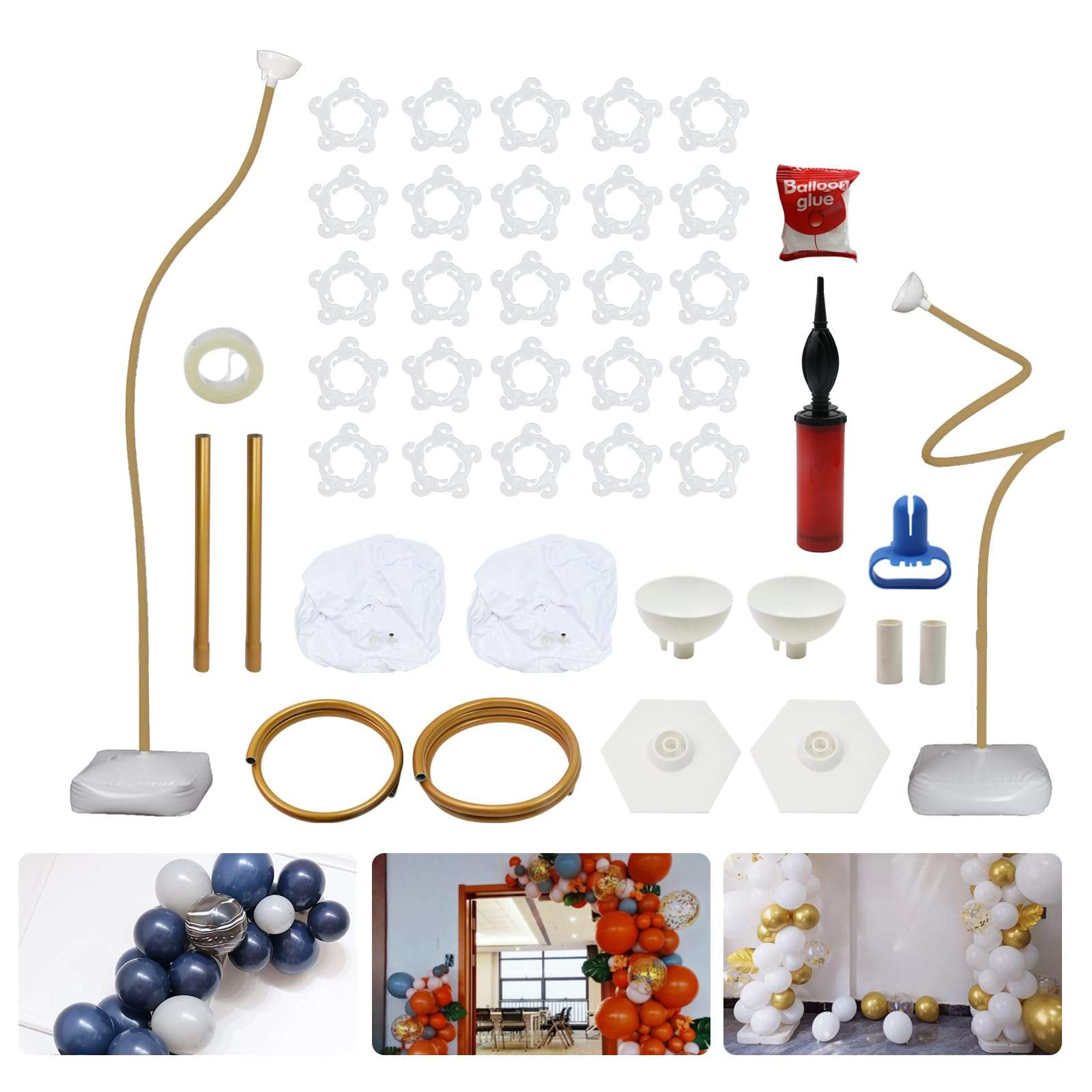 Tsnamay Balloon Arch Kit with Accessories,Free Bending 8.2 and 5 ft Balloon Arch Stand with Base and Manual Pump for Party Holiday Exhibition Decoration 1