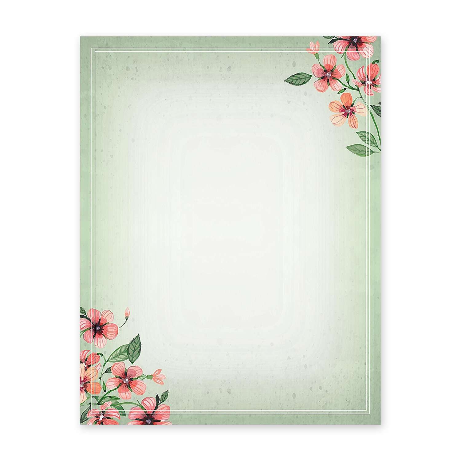 Stationery Writing Paper - 100 Set Floral Letter Notes for DIY Invitation Kit - Perfect Invitations for Bridal Shower, Birthday, Wedding, Engagement Party, VIP, and All Occasions - Green Nature Design 1