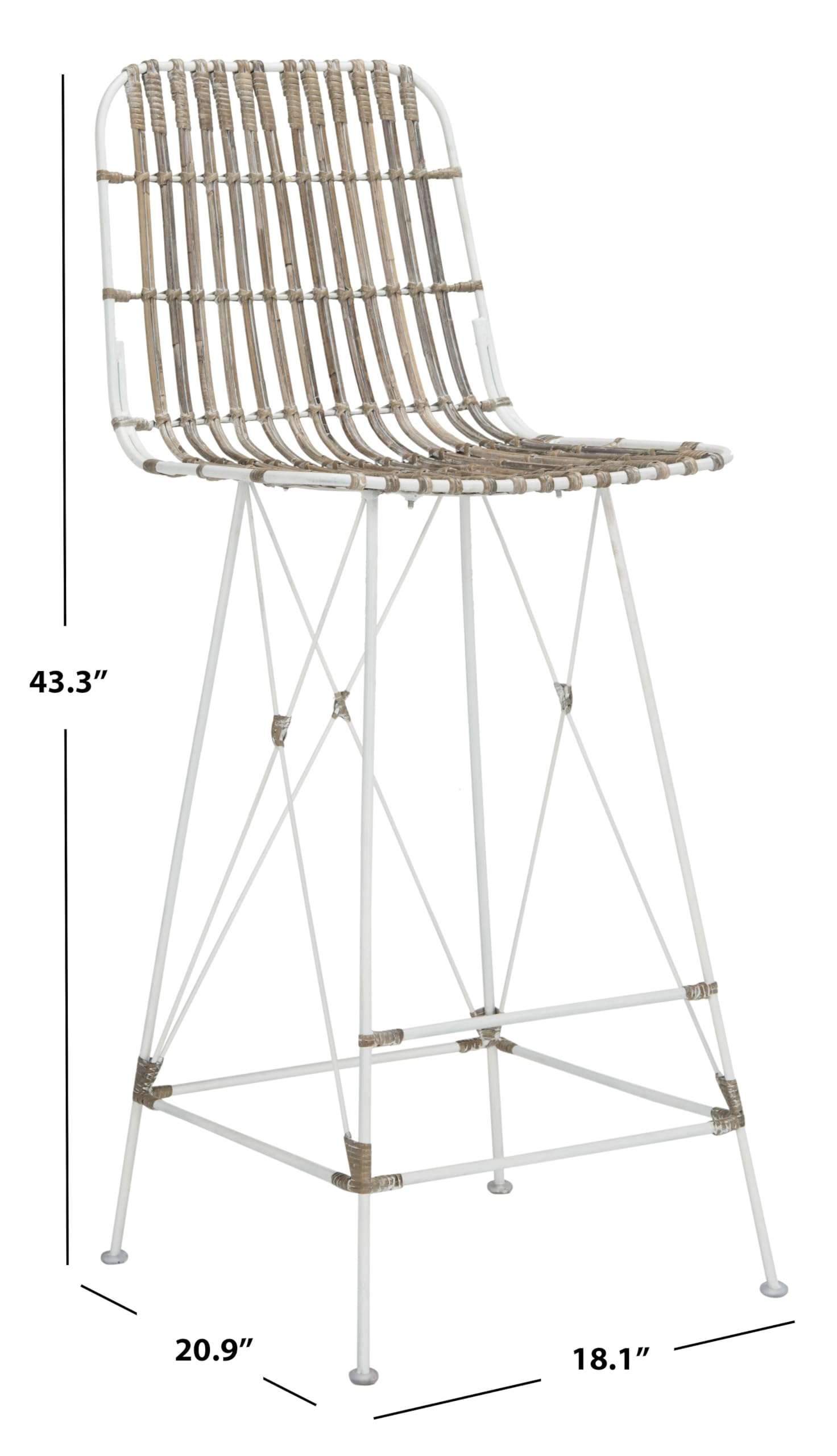 Safavieh Home Collection Minerva White Rattan 30-inch Bar Stool (Set of 2) 4