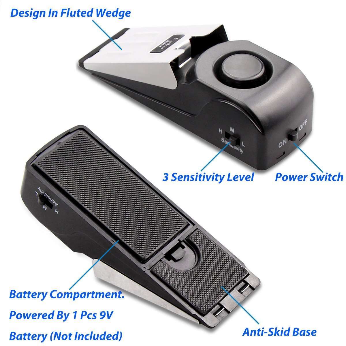 Door Stop Alarm Door Stopper Security System Doorstop Safety Tools with 120 dB Siren Great for Home Travel Apartment or Dorm (Pack of 2) 2