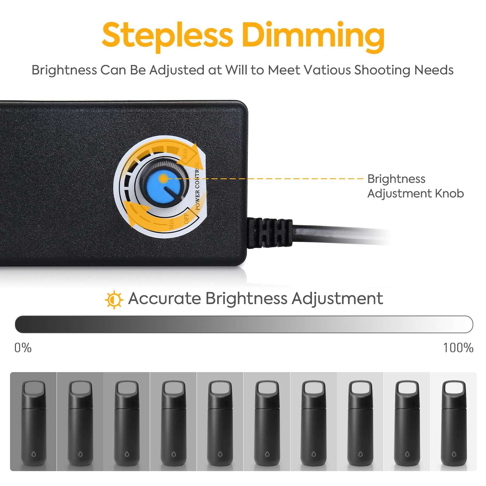 Photo Studio Box, 24x24x24 Inches Portable Foldable Photography Light Box Shooting Tent with 198 Brightness Dimmable LED Lights and 4 Backdrops for Product Photography 4