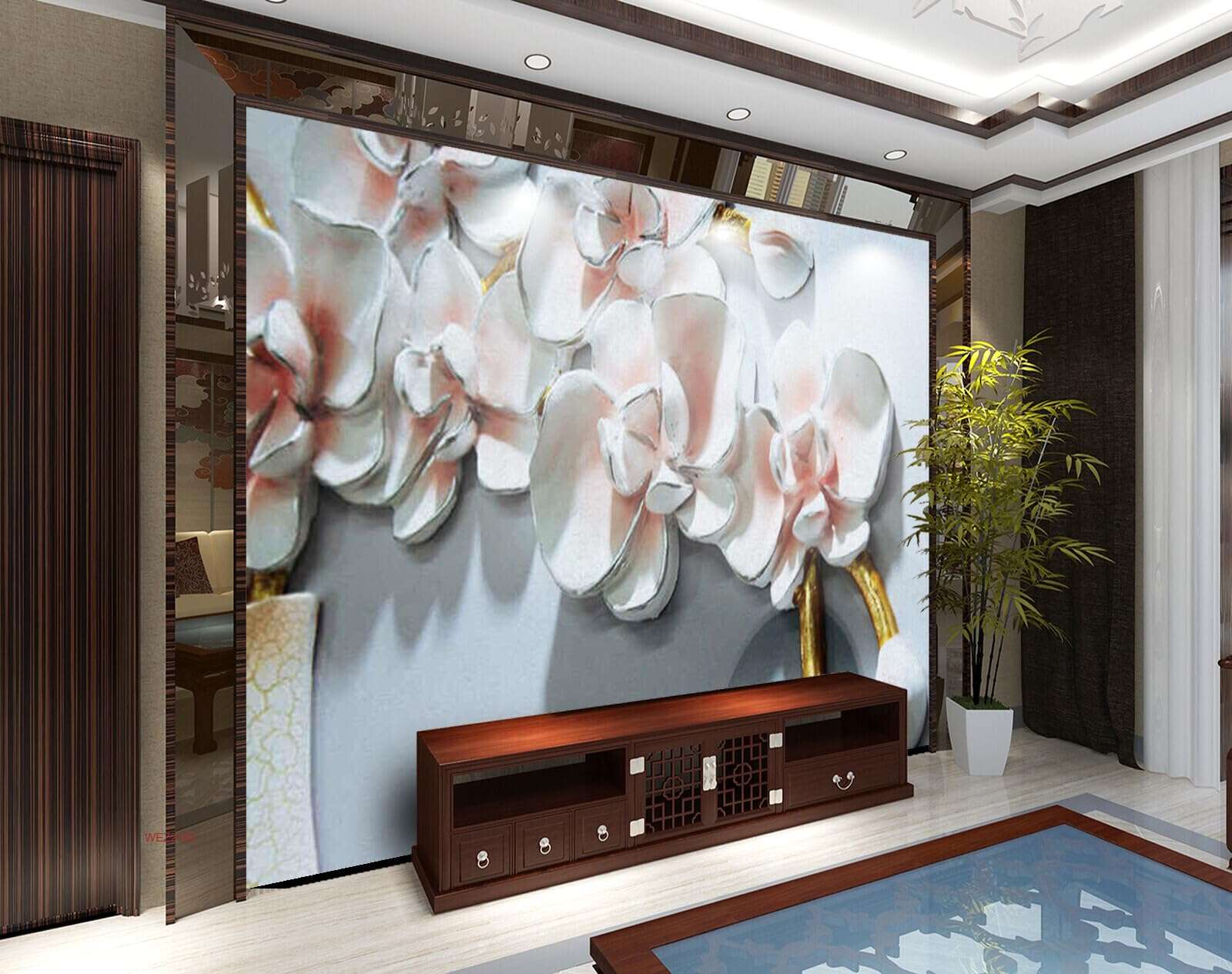 Wall26 - WEZ2162 Decorative Rose Heyday Rise Flowers Beautiful Cosmetic HD 3D Wall Sticker[8 ft x 6 ft] / [244 cm x 183 cm] 1