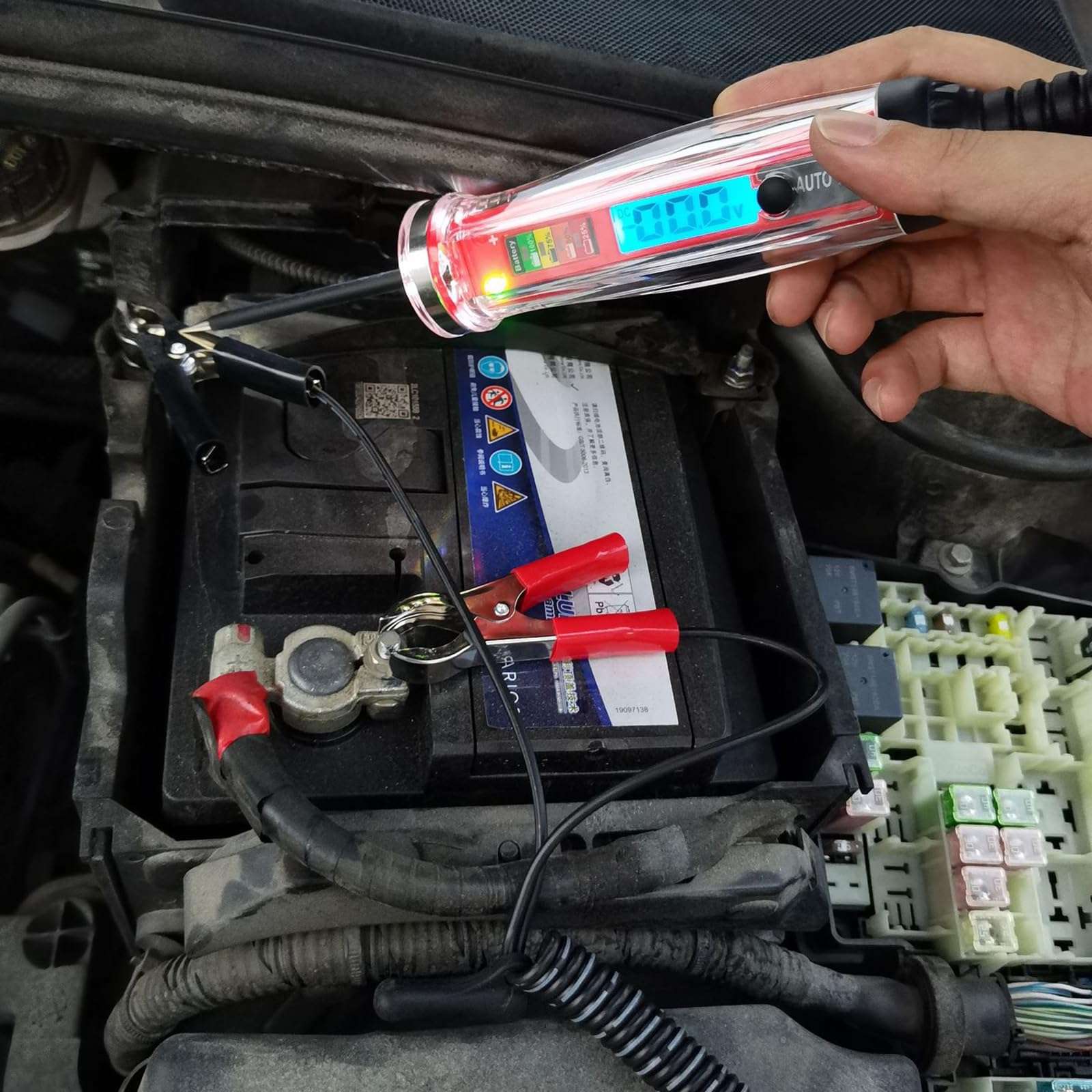 Automotive Circuit Tester 1-75V LCD Digital Display with Extend Wire Car Voltages Tester Heavy Duty Battery Tester 5