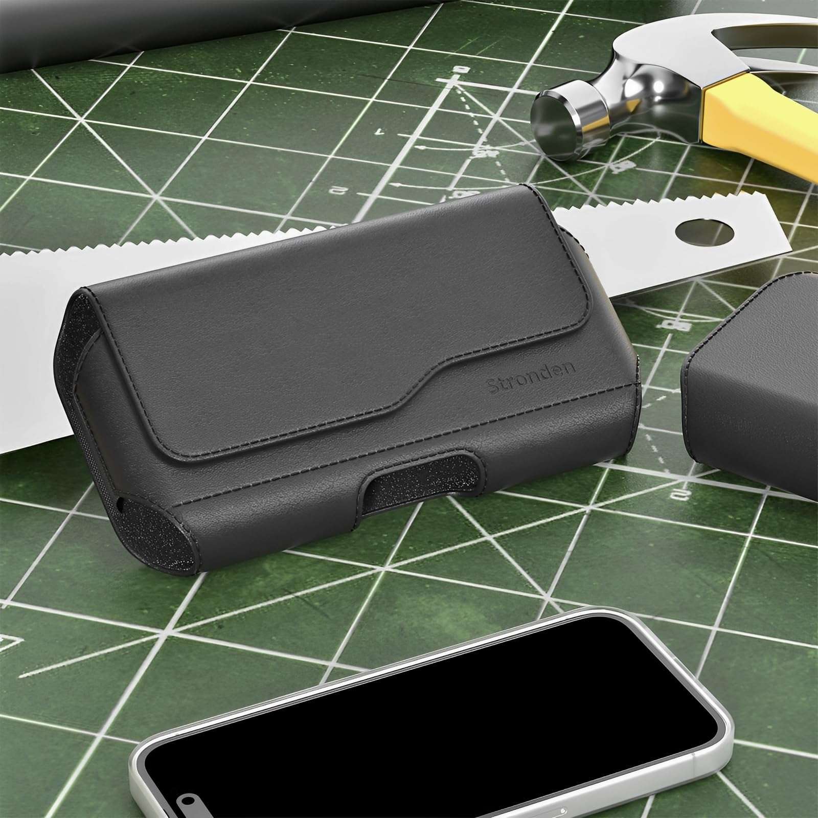 Stronden Holster for iPhone SE (2022, 2020), iPhone 8 - Leather Belt Case with Magnetic Cloure, Metal Belt Clip & Belt Loops Phone Pouch (Fits Slim/Battery Case) 4