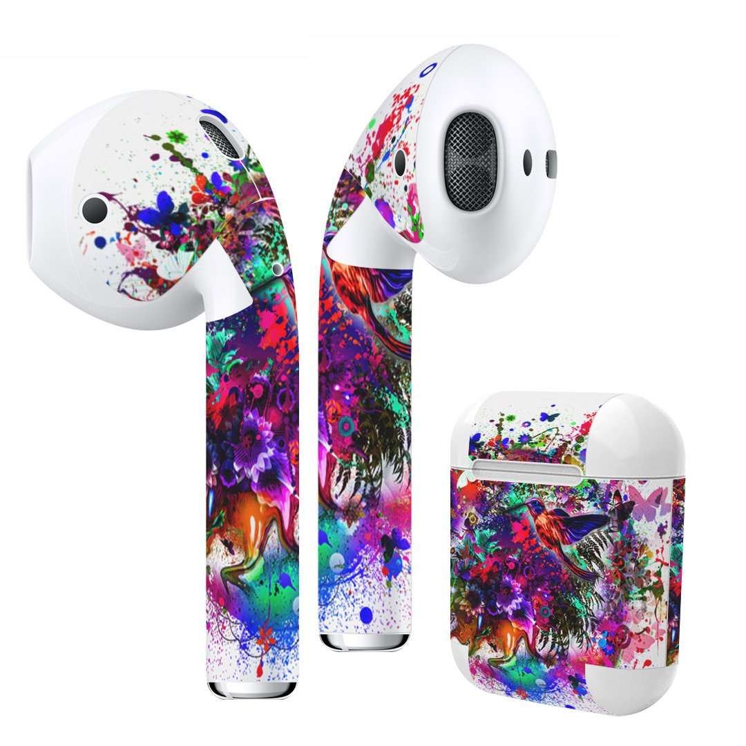 igsticker Skins Compatible with Airpods Sticker Decal Stylish Covers for Protection & Customization 012273 Paint Colorful Bird