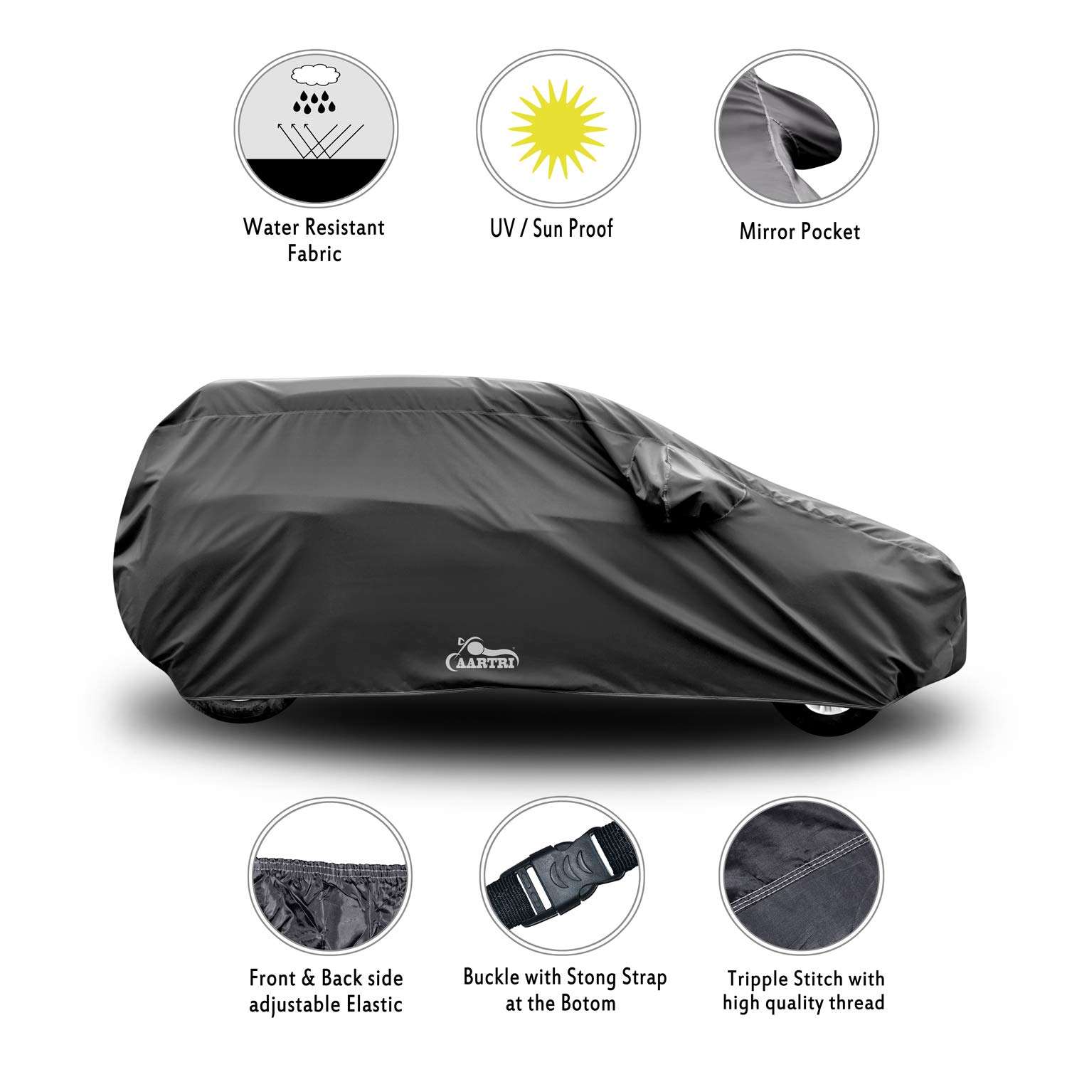 DREAM STORE - Water Resistant - dust Proof - car Body Cover for Compatible with Fiat Punto car Cover - Water Resistant UV Proof - car Body Cover (Grey with Mirror) 2