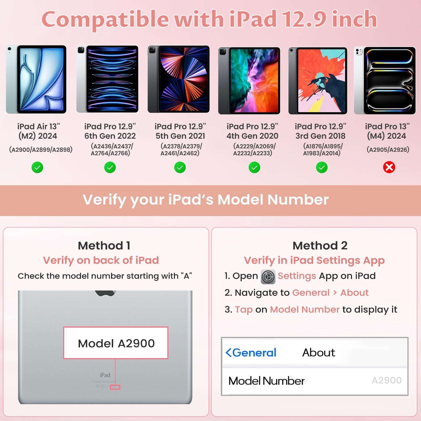 OYEEICE Keyboard Case for iPad Pro 12.9 (6th Generation 2022) - Detachable BT Backlit Magnetic Keyboard with iPad Pro 12.9 inch 5th / 4th Gen 2021 2020, Built-in Pencil Holder, Smart Cover(Pink) 2