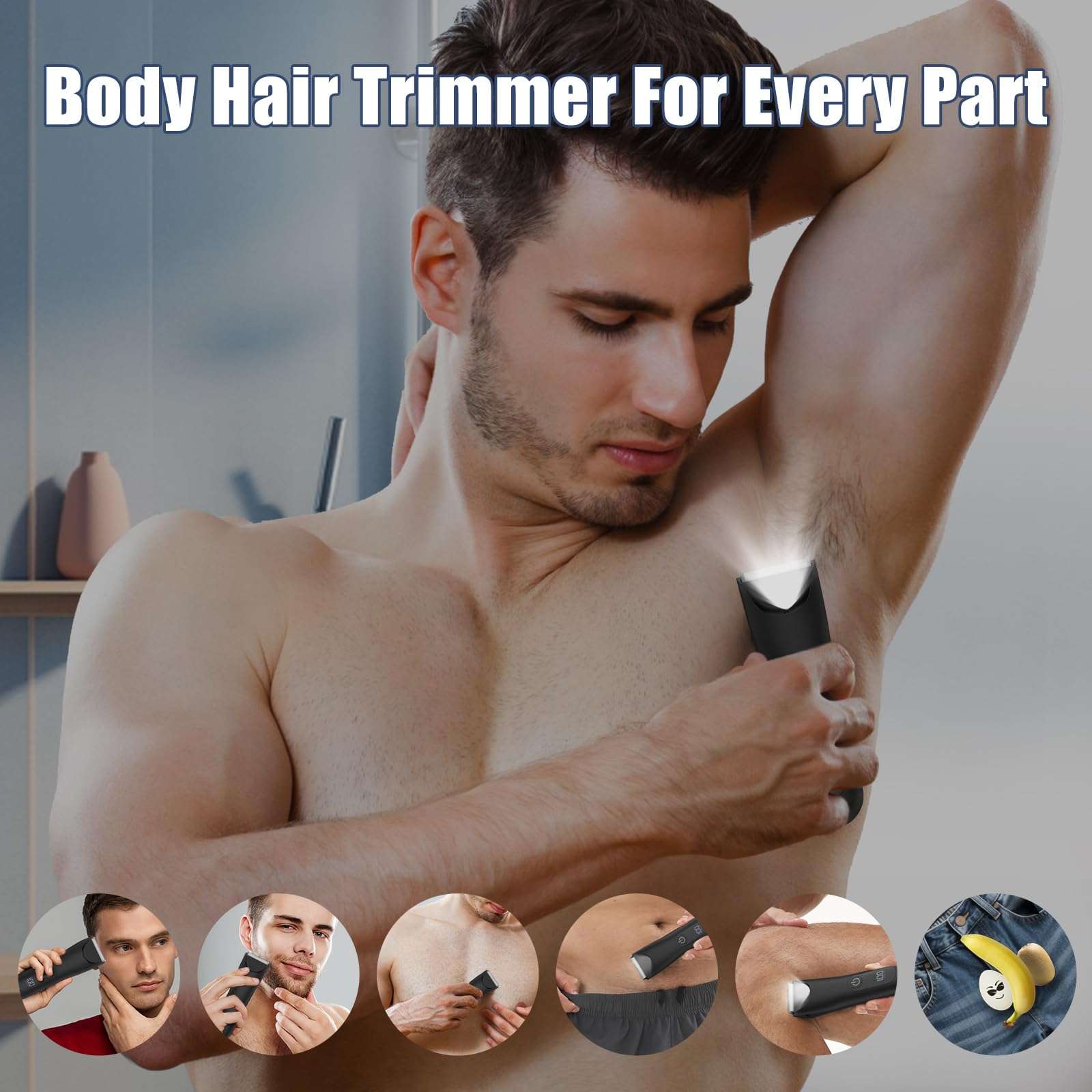 SUNNOW Body Hair Trimmer & Head Shavers for Bald Men, Manscape Ball Pubic Hair Trimmer, Head Electric Shavers Razor Kit, Ball Body Groomer for Bikini/Groin/Grooming 3