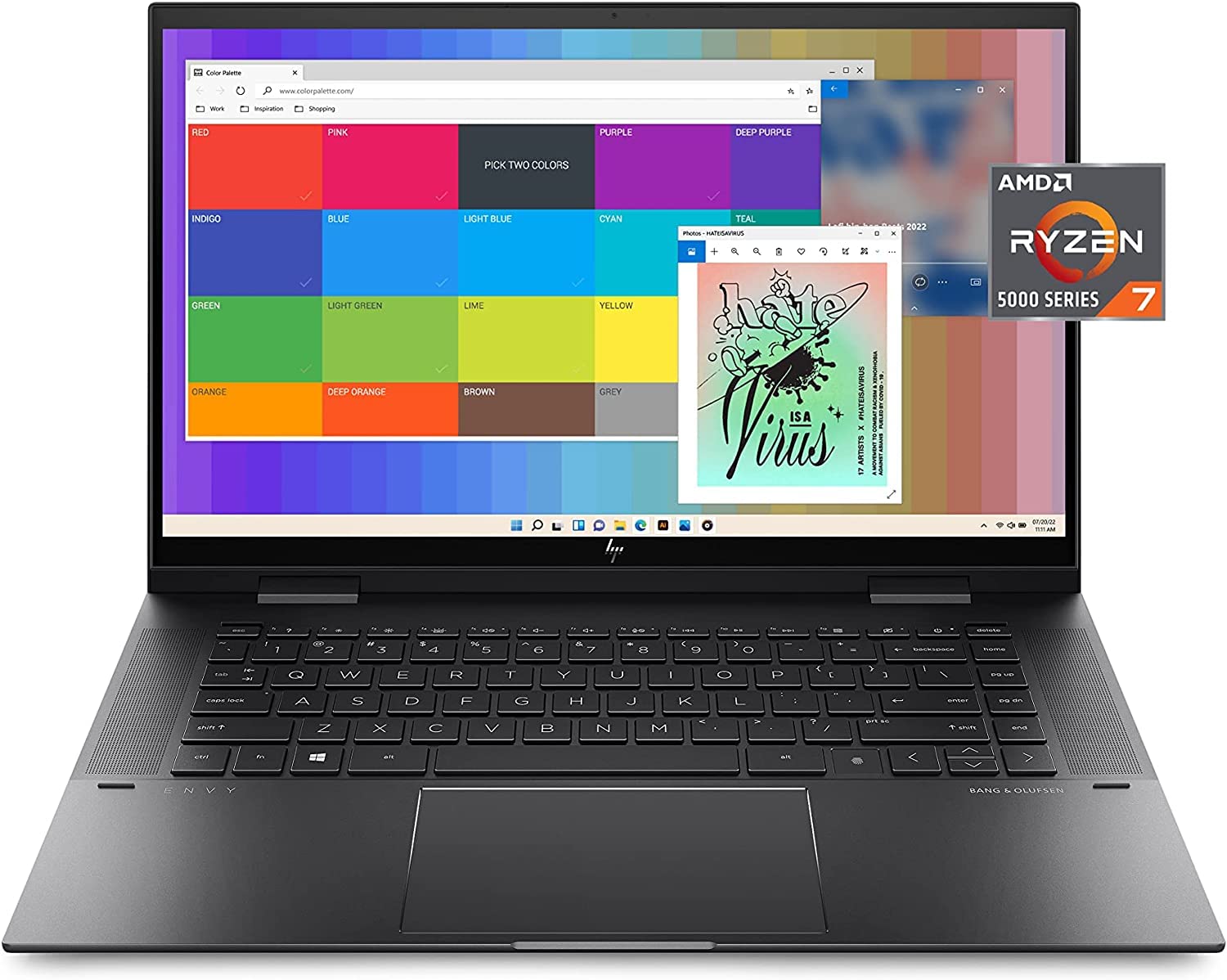 2022 HP Envy 2-in-1 Laptop 15.6 inch FHD Touchscreen 8-Core AMD Ryzen 7 5825U Radeon Graphics 32GB DDR4 2TB NVMe SSD WI-FI 6 Windows 10 Home Fingerprint Backlit Keyboard w/ RTZK 32GB USB Drive