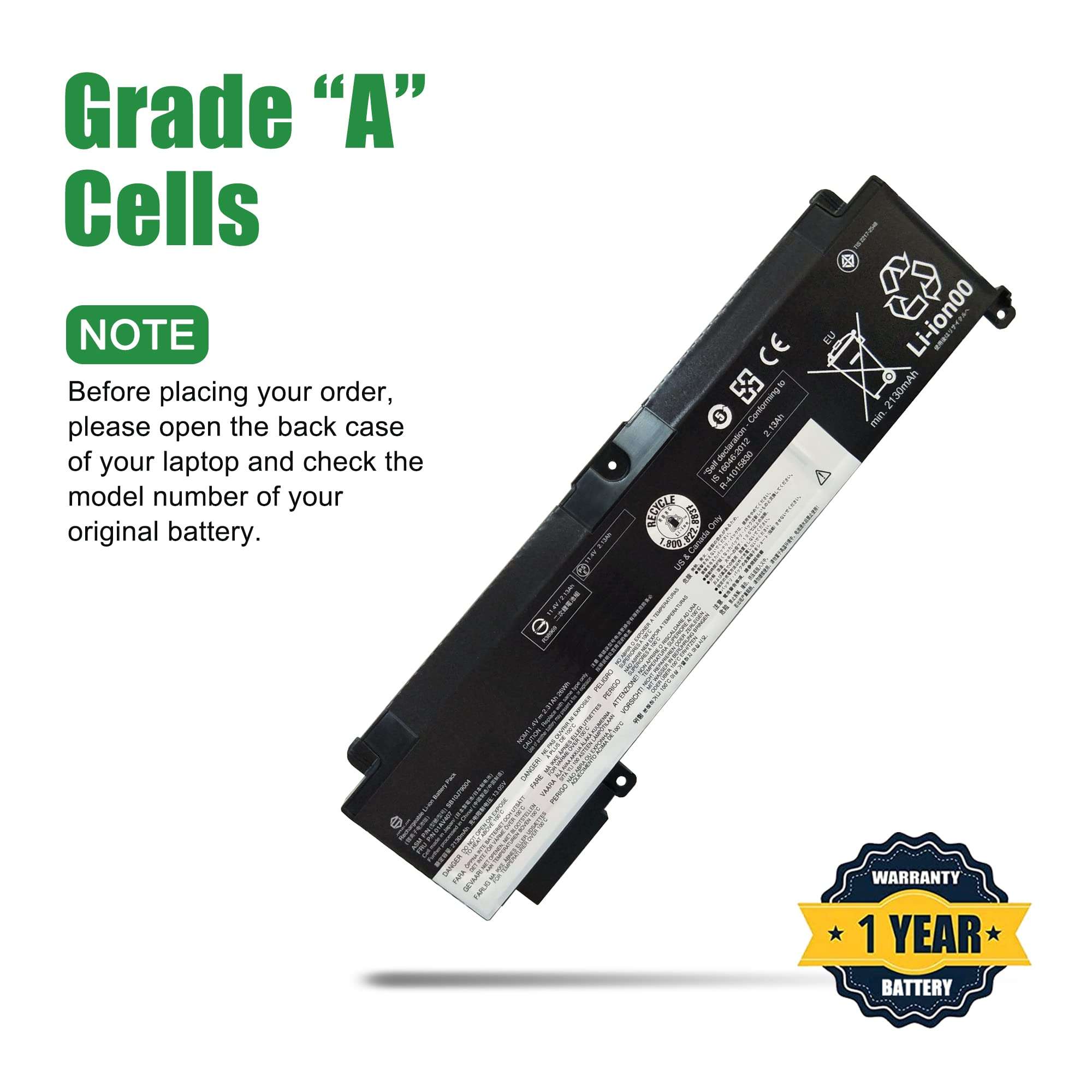 JIAZIJIA 01AV425 SB10K97582 Laptop Battery Replacement for Lenovo ThinkPad T470 T480 P51S T570 T580 A475 A485 Series 61+ 01AV491 SB10K97583 4X50M0881 01AV426 L18M6P71 SB10K97661 02DL023 10.8V 48Wh 3