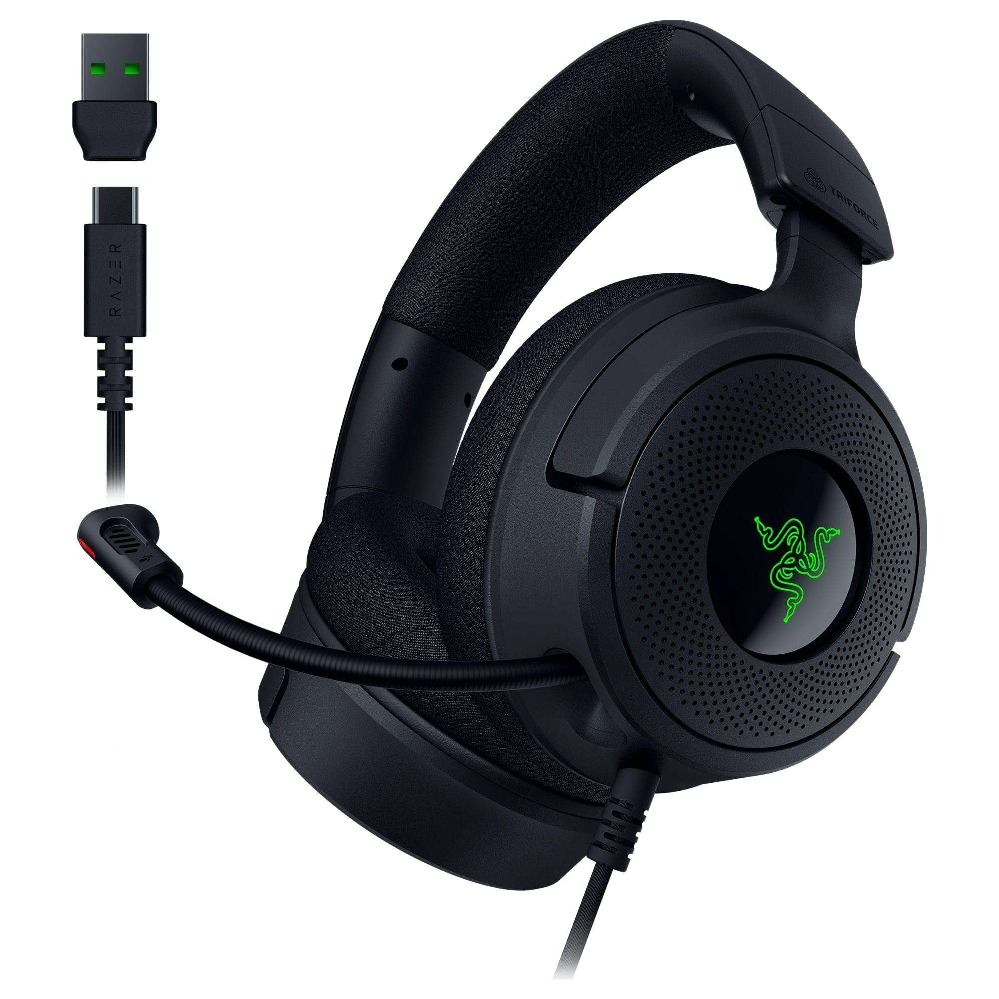 Razer Kraken V4 X Wired Gaming Headset: 40 mm Drivers - Cardioid Mic - Memory Foam Cushions - Chroma RGB Lighting - Type C & Type A Cable - for PC, Mac, PS5, Nintendo Switch, Steam Deck, Smartphone 1