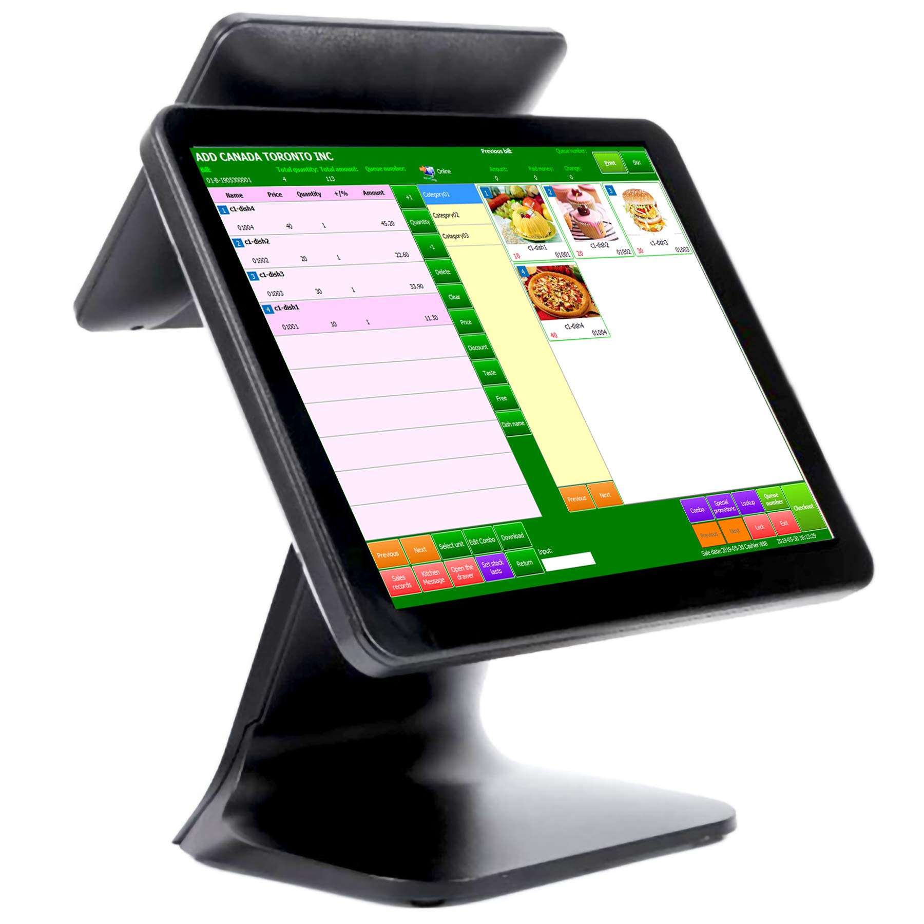 POS Cash Register POS Machine 4G+64G with 15” Touch Screen Monitor WiFi Module Windows 10 for Small Business, Restaurant, Supermarket, Grocery, Convenience, Pharmacy, Retail (Double Screen) 1