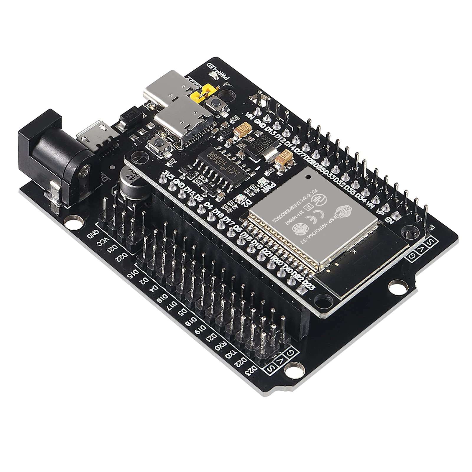 AITRIP 2 Sets ESP-WROOM-32 ESP32 ESP-32S Type-C USB Development Board Type-C USB CH340C WiFi+Bluetooth Ultra-Low Power Dual Core ESP32-DevKitC-32 ESP-WROOM-32 Expansion Board for Arduino 3