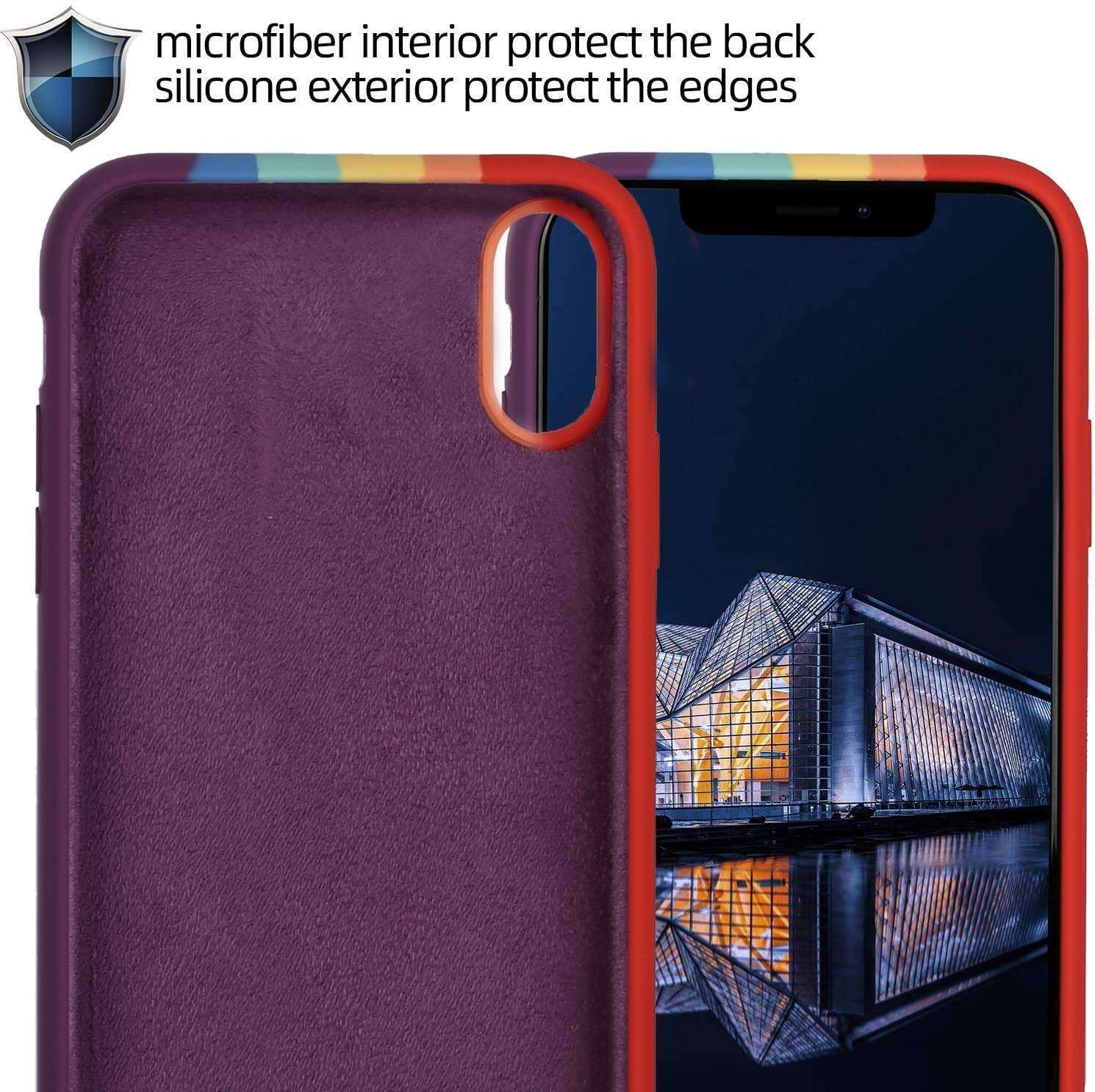 MUTEBOX Rainbow Case | Slim & Protective Design Silicone Back Cover with Logo Compatible for iPhone X (Red) 5