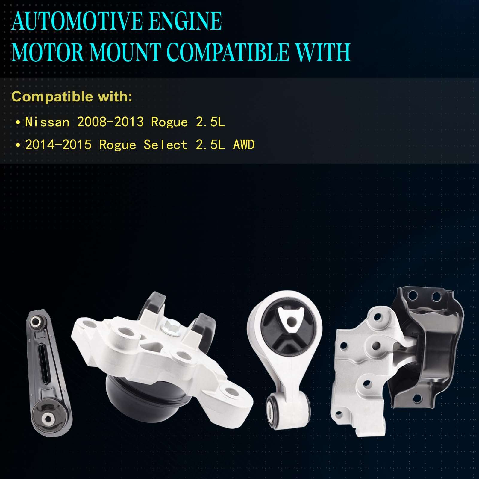 SHERXINBO Engine Motor Mount Compatible with Nissan 2008-2013 Rogue 2014-2015 Rogue Select AWD 2.5L Replacement for A7370 A7392 A4351 A4352 Set of 4 3