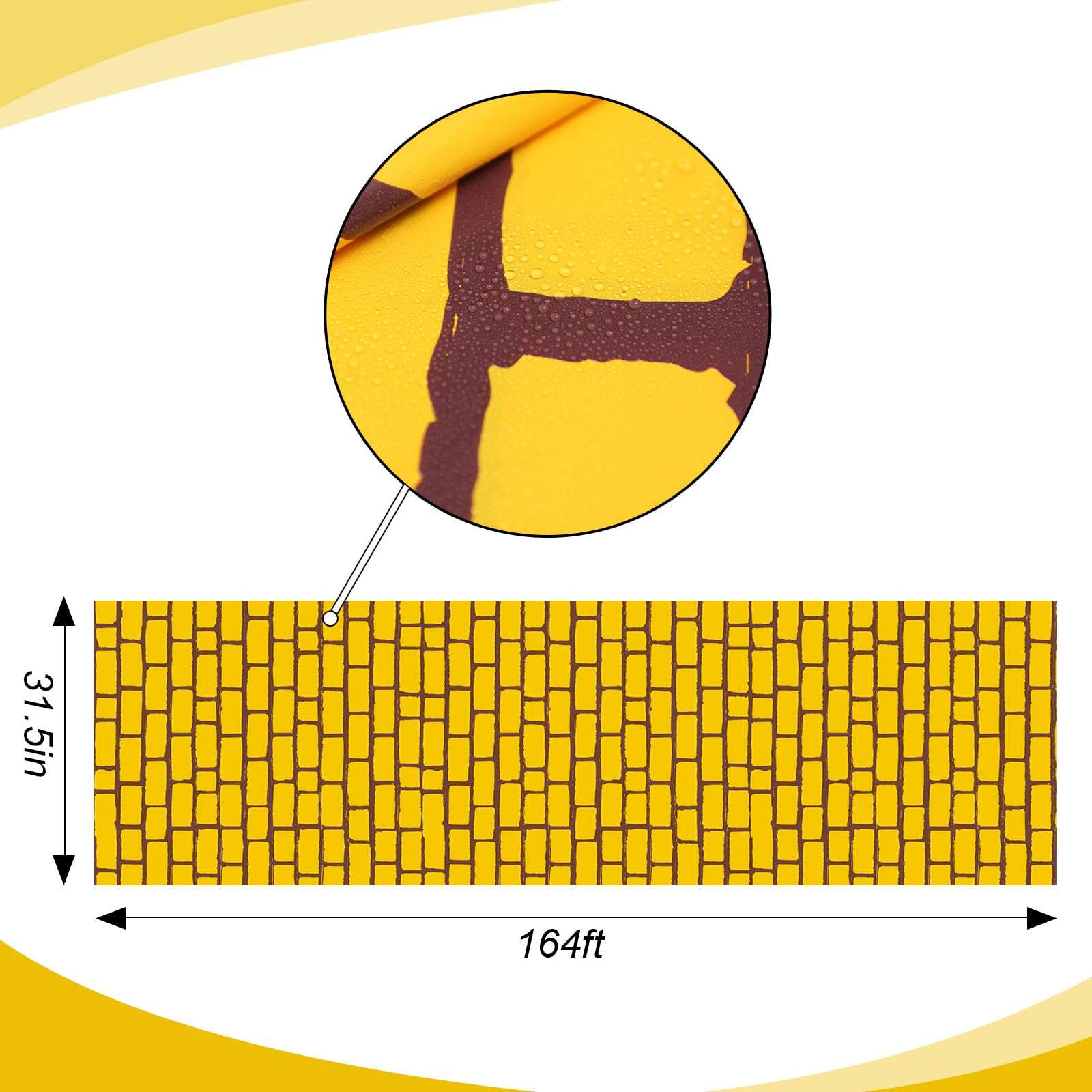 TaoBary Long Brick Road Floor Runner Brick Roads Wall Backdrop Carpet for Halloween Wizard Cosplay Party Princess Decorations(Yellow,31.5 in X 164 ft) 3