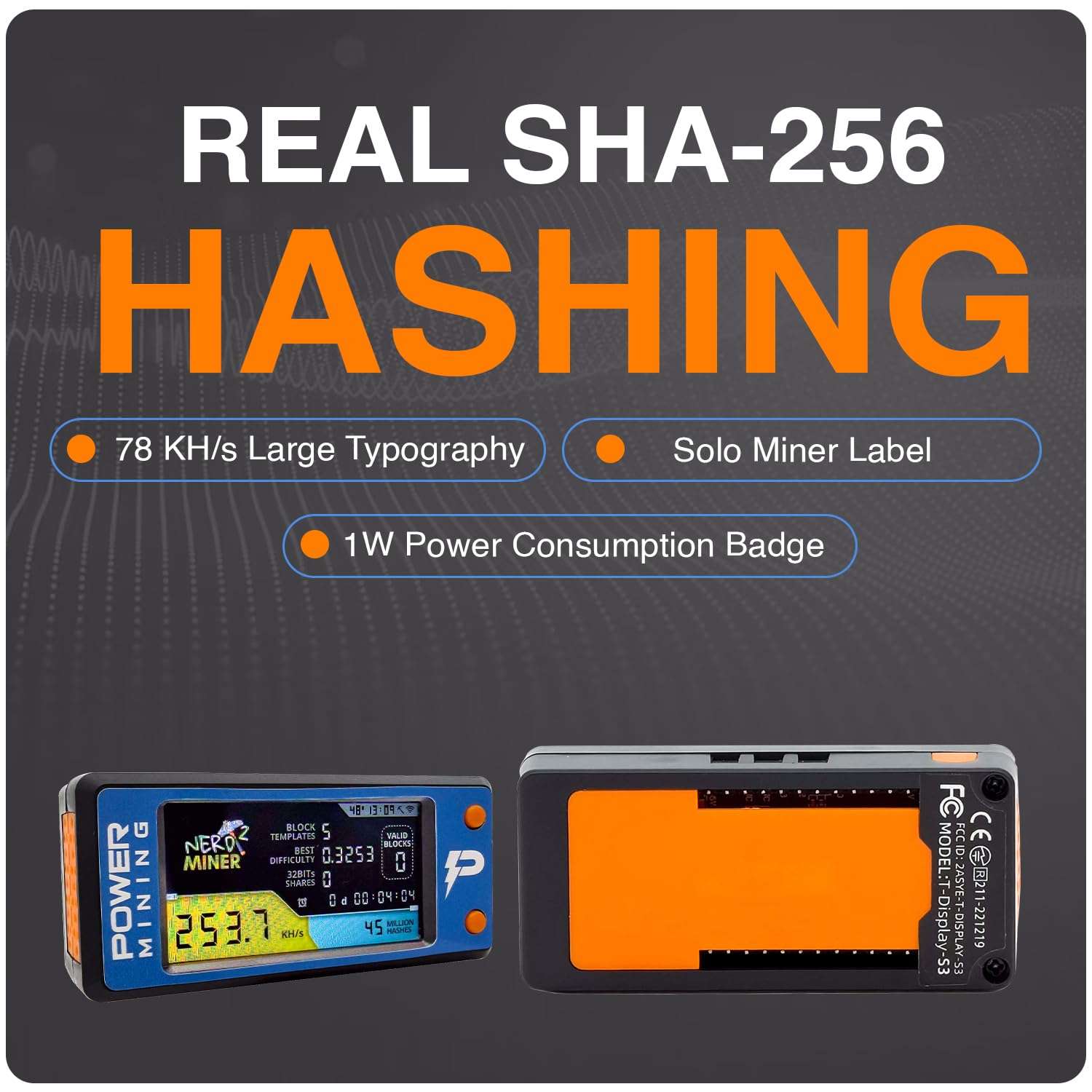 NerdMiner V2 Open Source Bitcoin Miner – 256KH/s ESP32-S3 Dual-core LX7 Solo BTC Miner with 1.9" LCD Color Screen, 1W Power Consumption, WiFi 2.4GHz, USB-C Educational Crypto Mining Device 4