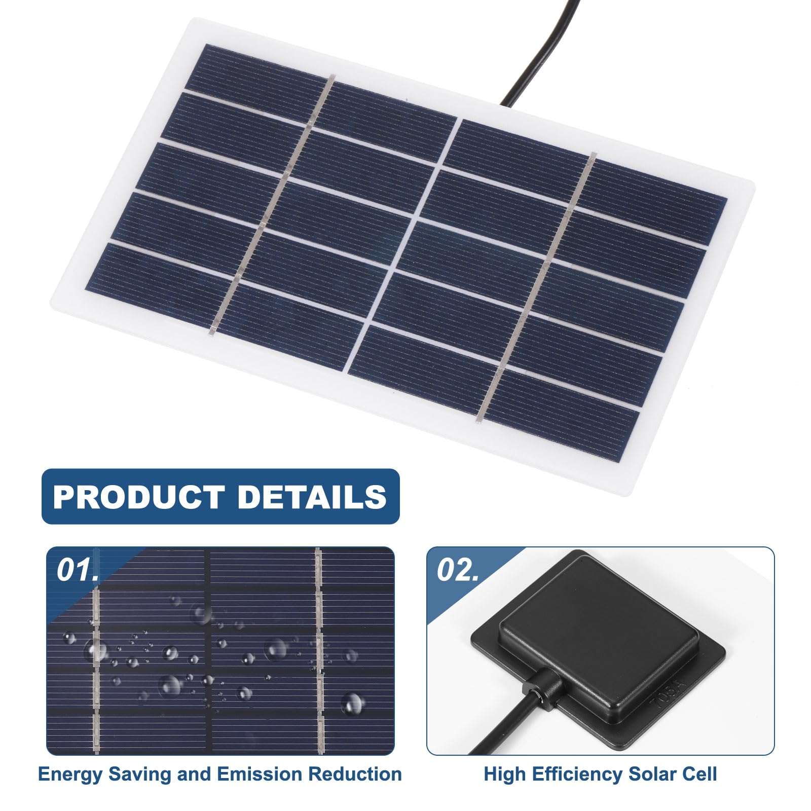 MECCANIXITY 5V 2W 0.4A Mini Solar Panels, 3.2m Wire DC Connector Polycrystalline Solar Cell for Solar Power Charge Home Garden Lamp Light 4