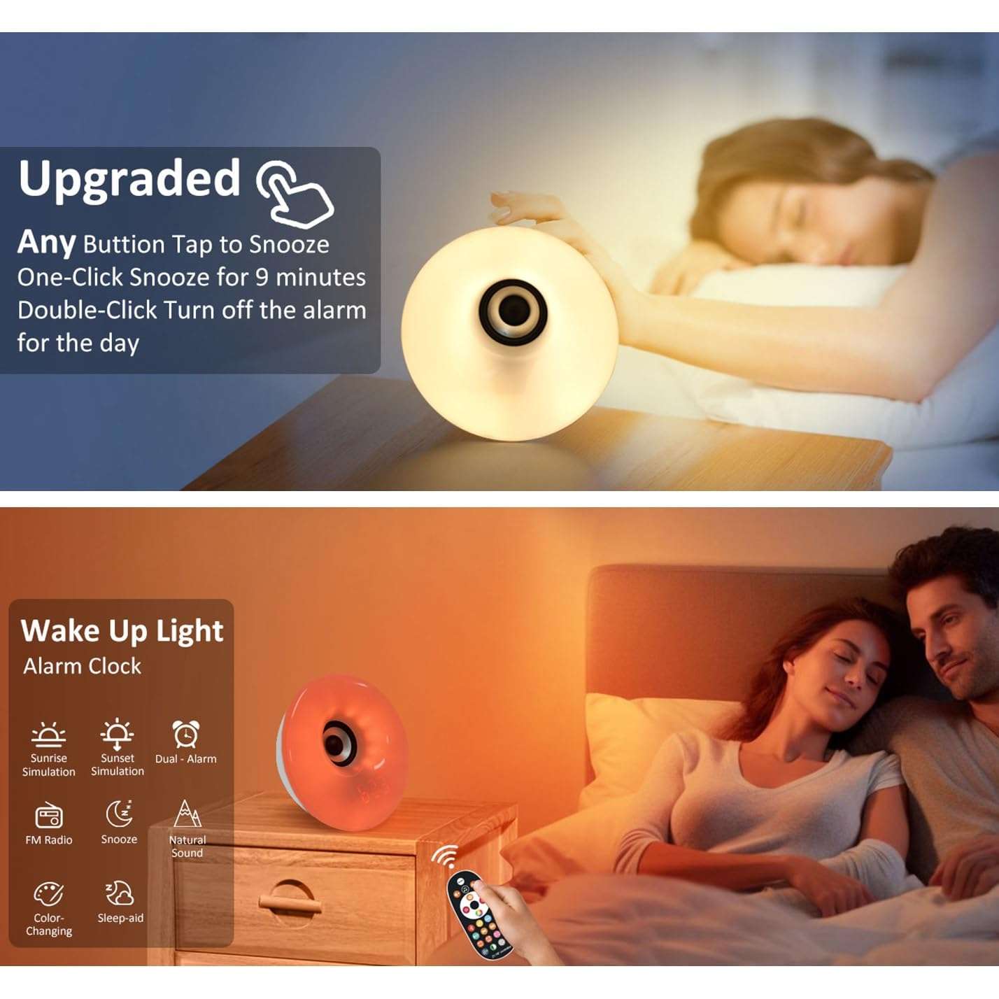 Sunrise Alarm Clock Wake Up Light with Sunrise/Sunset Simulation, Dual Alarms, Snooze Sleep Aid, FM Radio, Sleep Timer for Kids, Adults, Heavy Sleepers 3